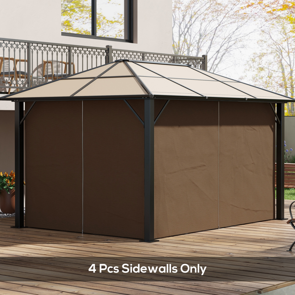 cortex-london-windsor-3x4m-gazebo-replacement-sidewall-set-dark-brown-four-panels-polyester
