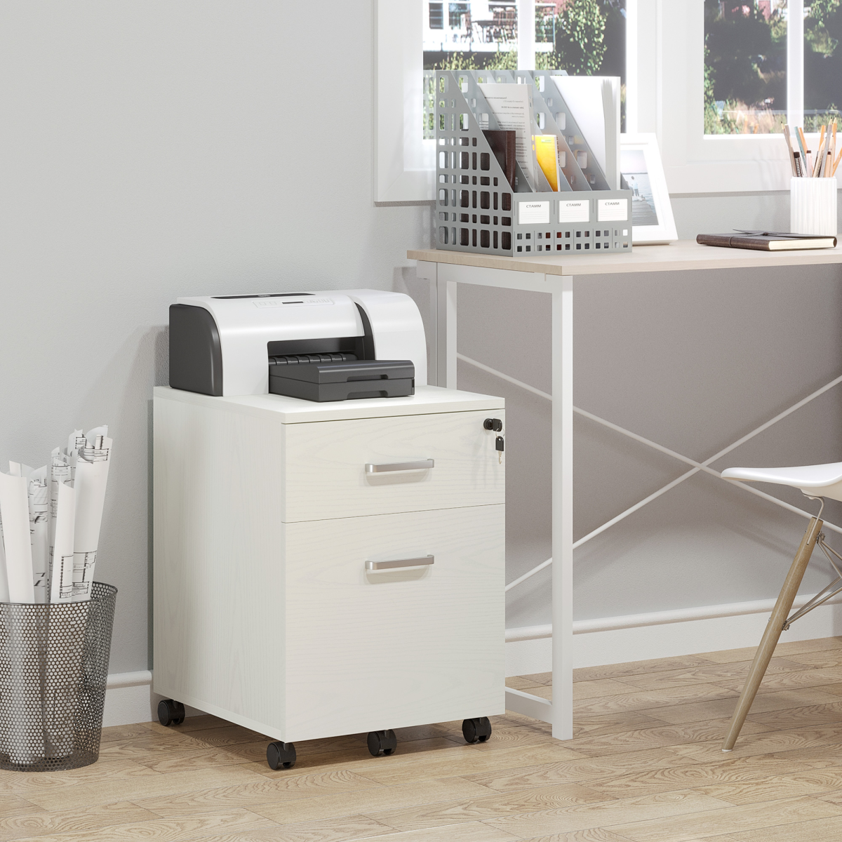 cortex-london-windsor-locking-two-drawer-filing-cabinet-white-5-casters