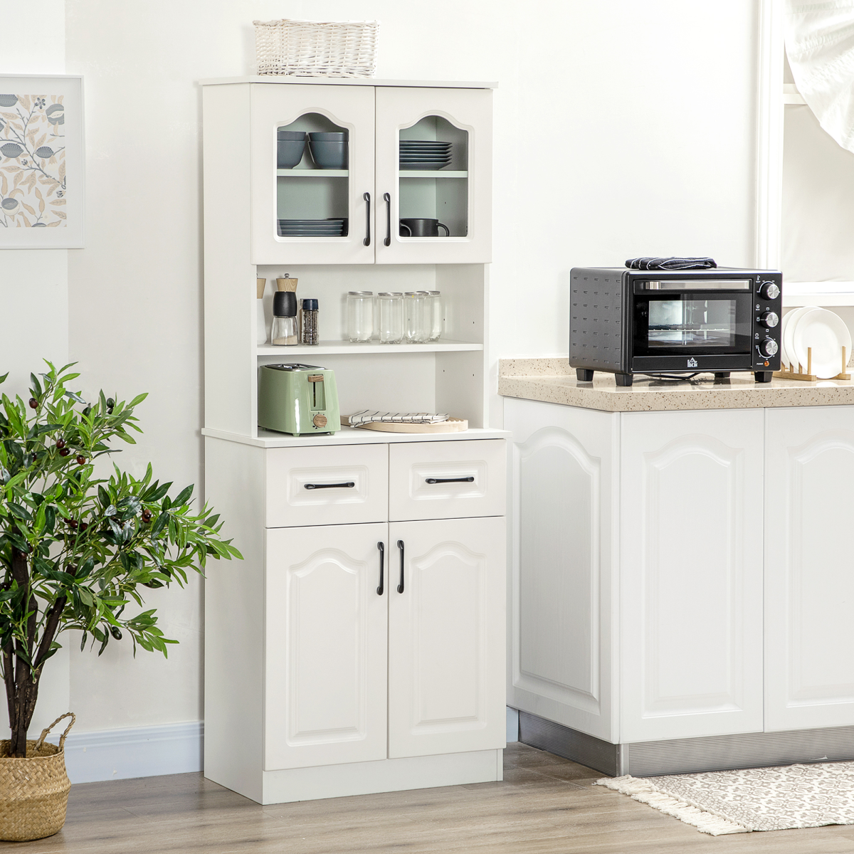 cortex-london-windsor-168cm-white-kitchen-storage-cabinet-glass-doors-drawers