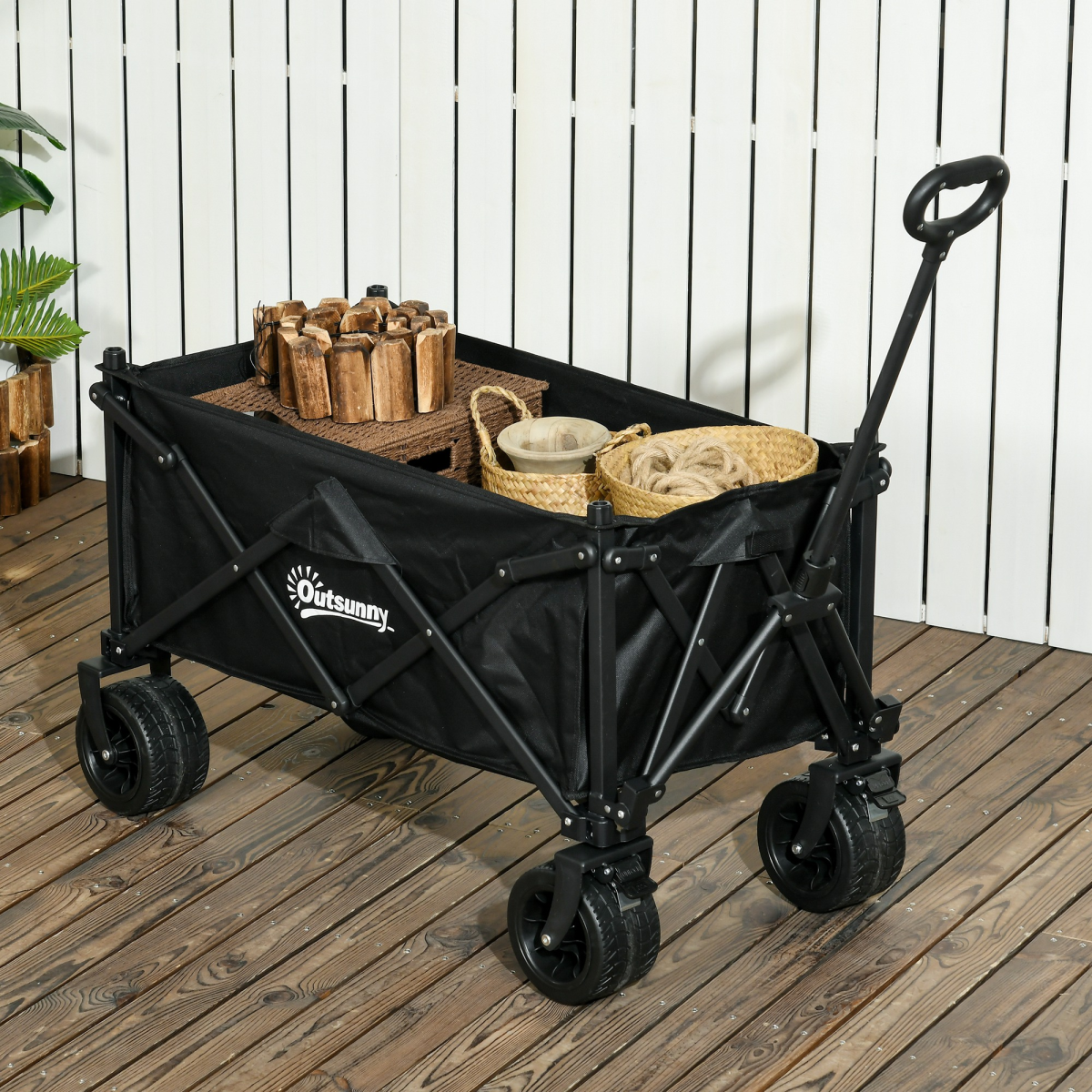 cortex-london-windsor-110l-foldable-garden-cart-outdoor-utility-wagon-black