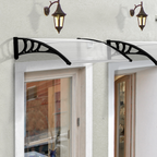 75 L x 120 W x 23 H cm Clear Polycarbonate Curved Awning w/ Black Bracket