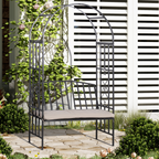 Outsunny Metal Bench W/Arch, 114L cm-Grey