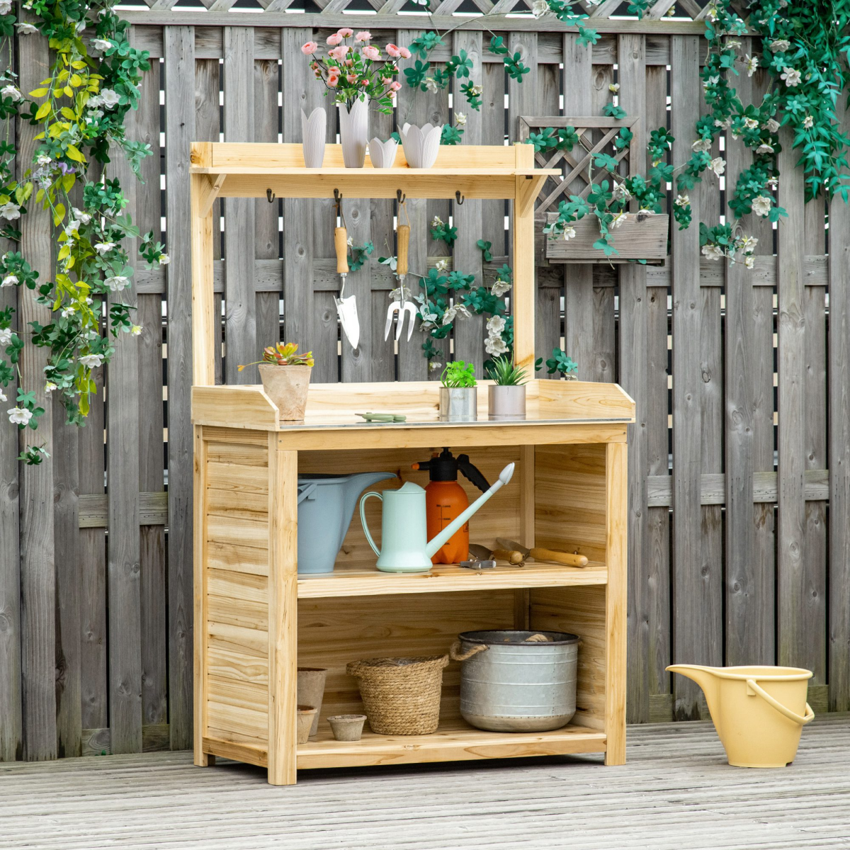 cortex-london-kensington-garden-potting-bench-galvanized-tabletop-storage-shelves