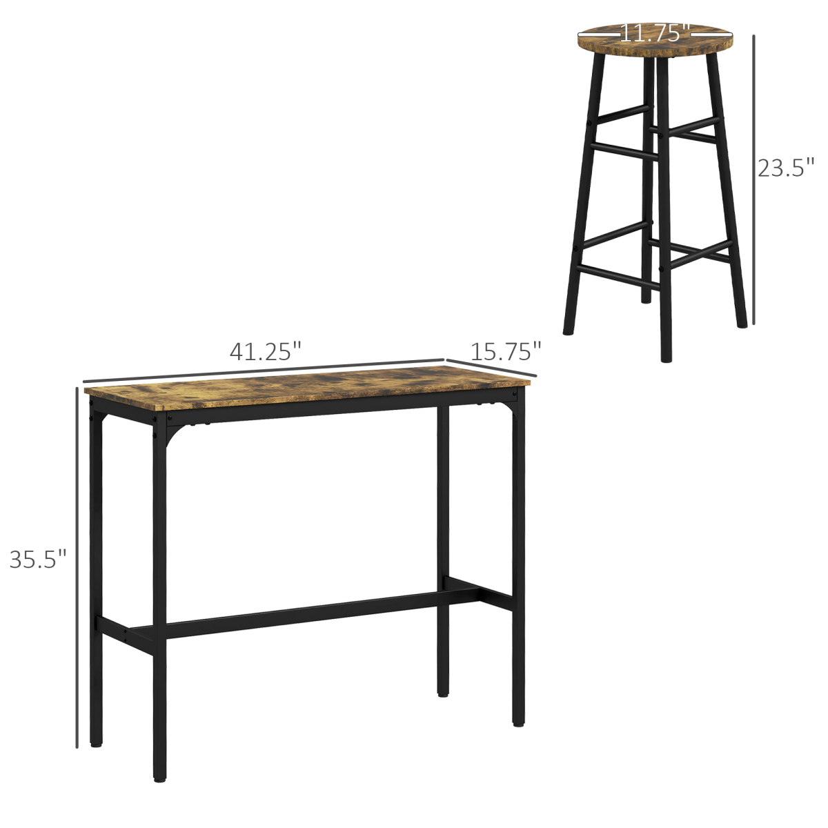 cortex-london-york-rustic-brown-black-table-four-stool-set