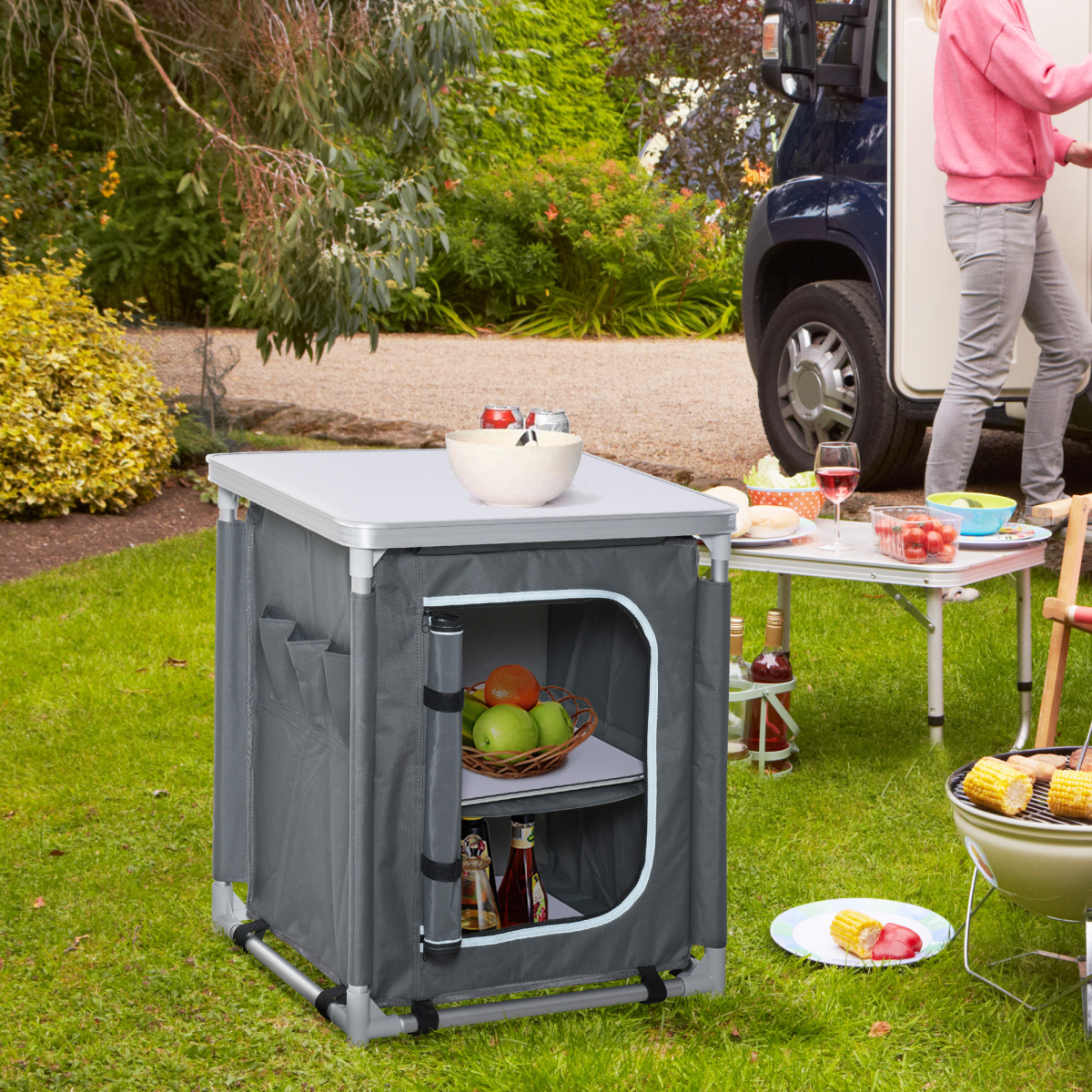 cortex-london-windsor-outdoor-camping-kitchen-station-aluminium-mdf-two-shelf