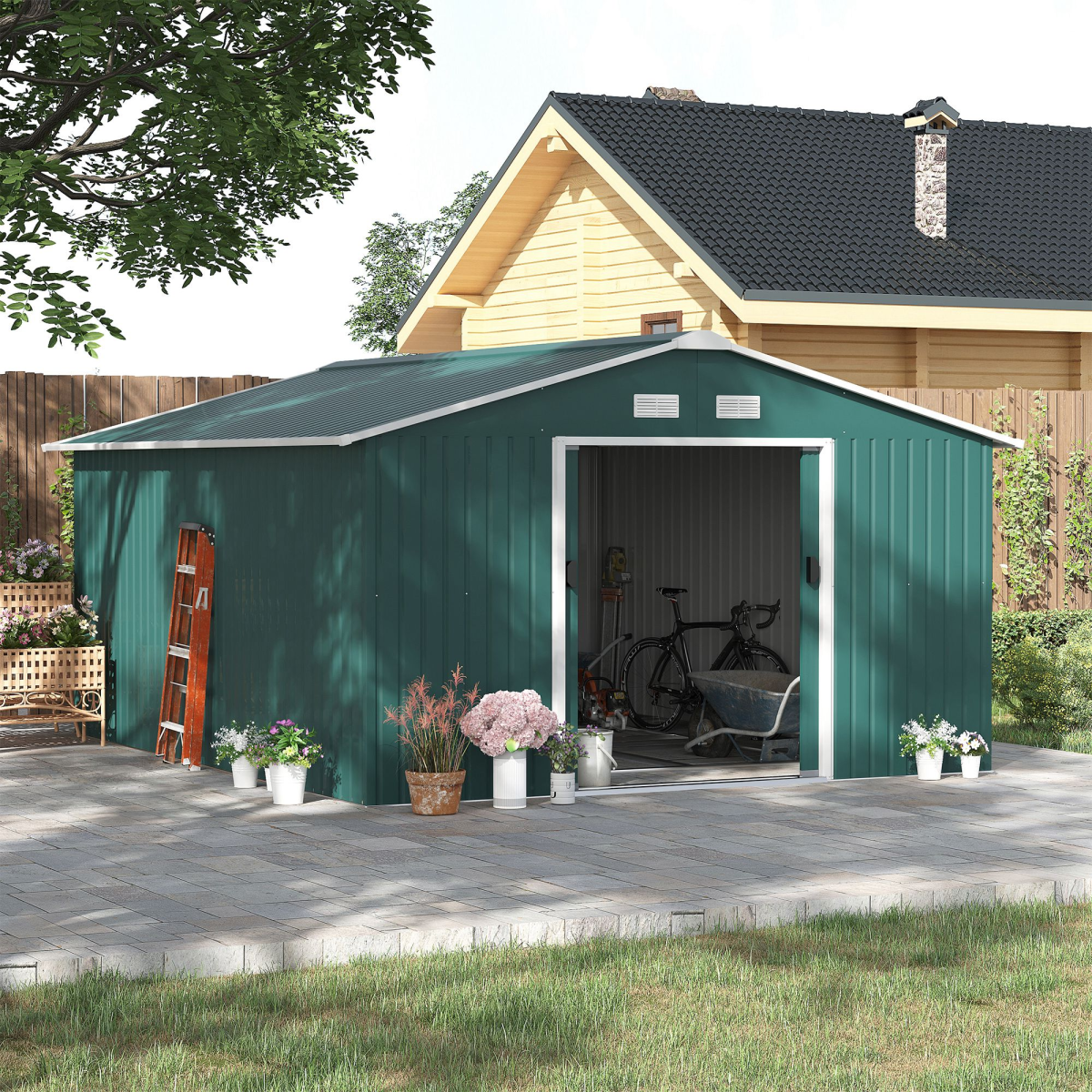 cortex-london-york-13ft-x-11ft-green-metal-storage-shed