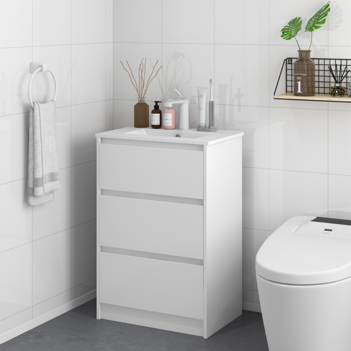 cortex-london-windsor-600mm-gloss-white-bathroom-vanity-with-basin-drawers
