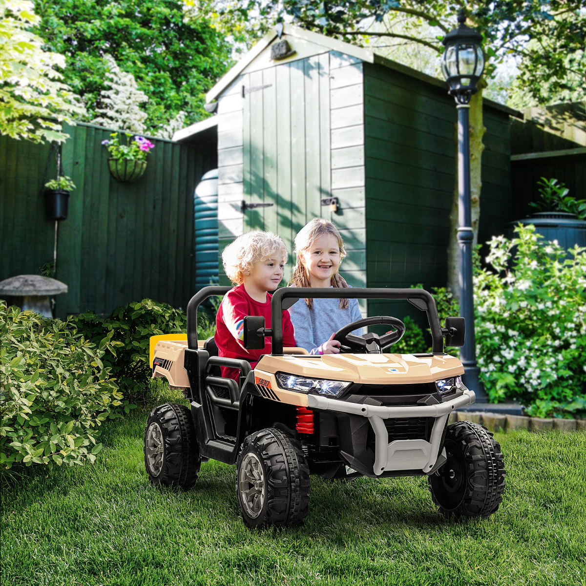 cortex-london-windsor-two-seater-kids-electric-truck-with-parental-remote-yellow