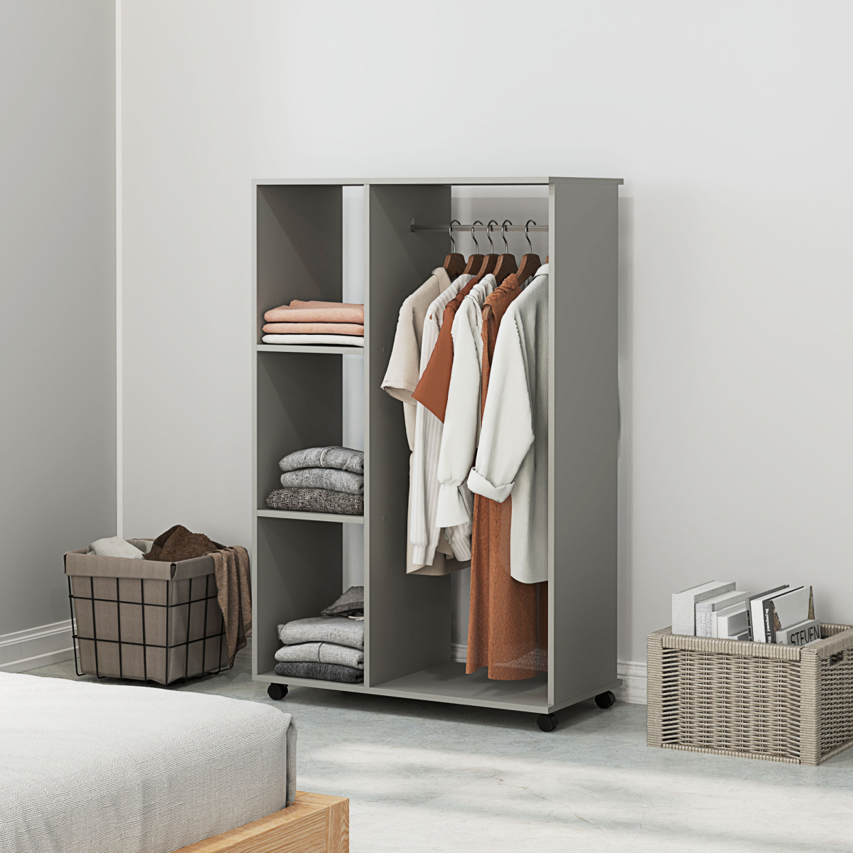 cortex-london-windsor-grey-rolling-open-wardrobe-storage-shelves-aluminium-hanging-rail