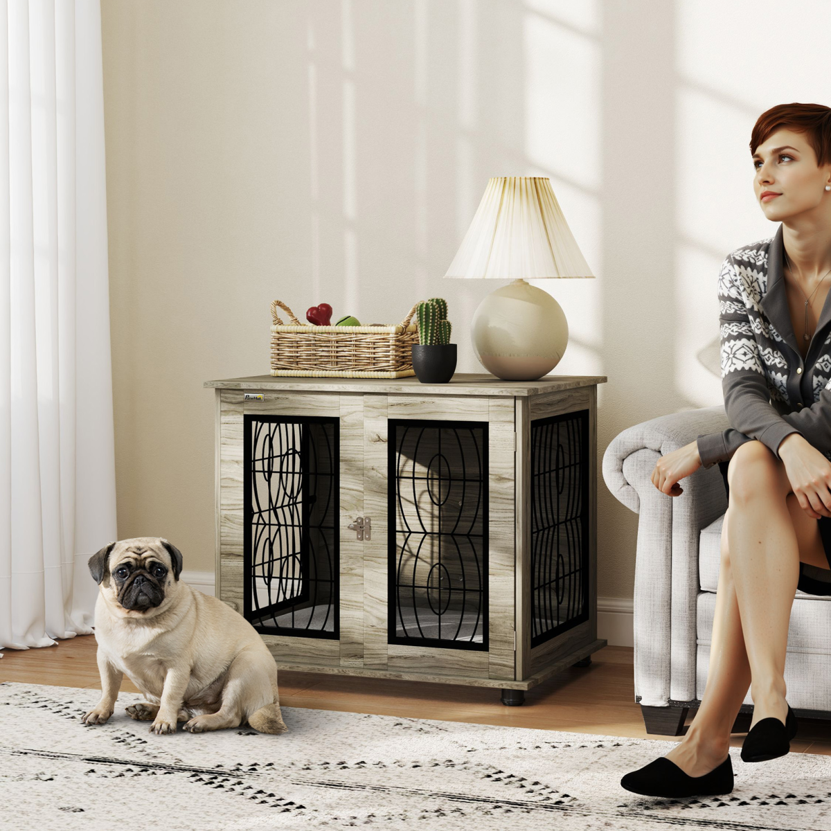 cortex-london-kensington-grey-dog-crate-end-table