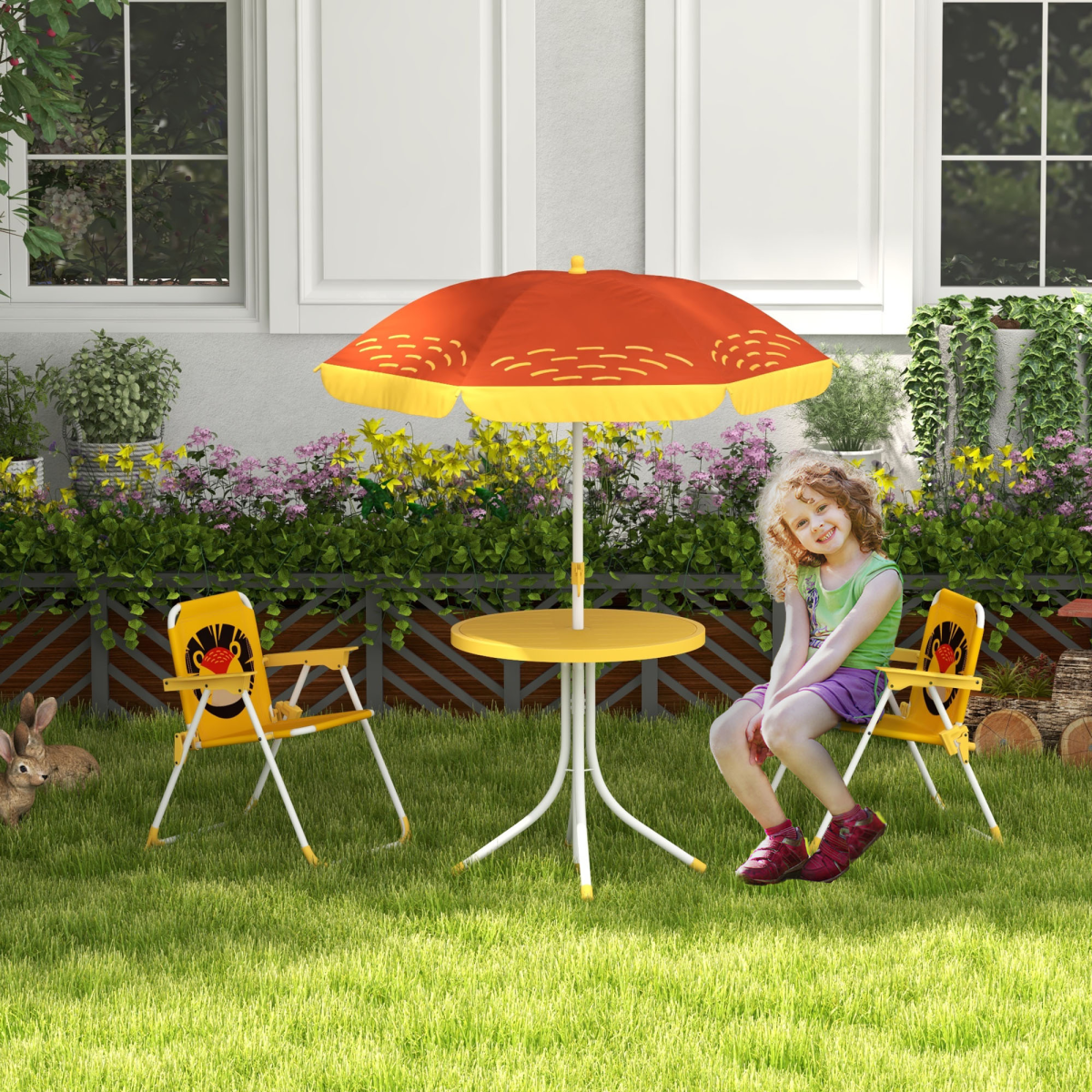 cortex-london-windsor-lion-kids-bistro-table-chair-set-adjustable-parasol-yellow-brown