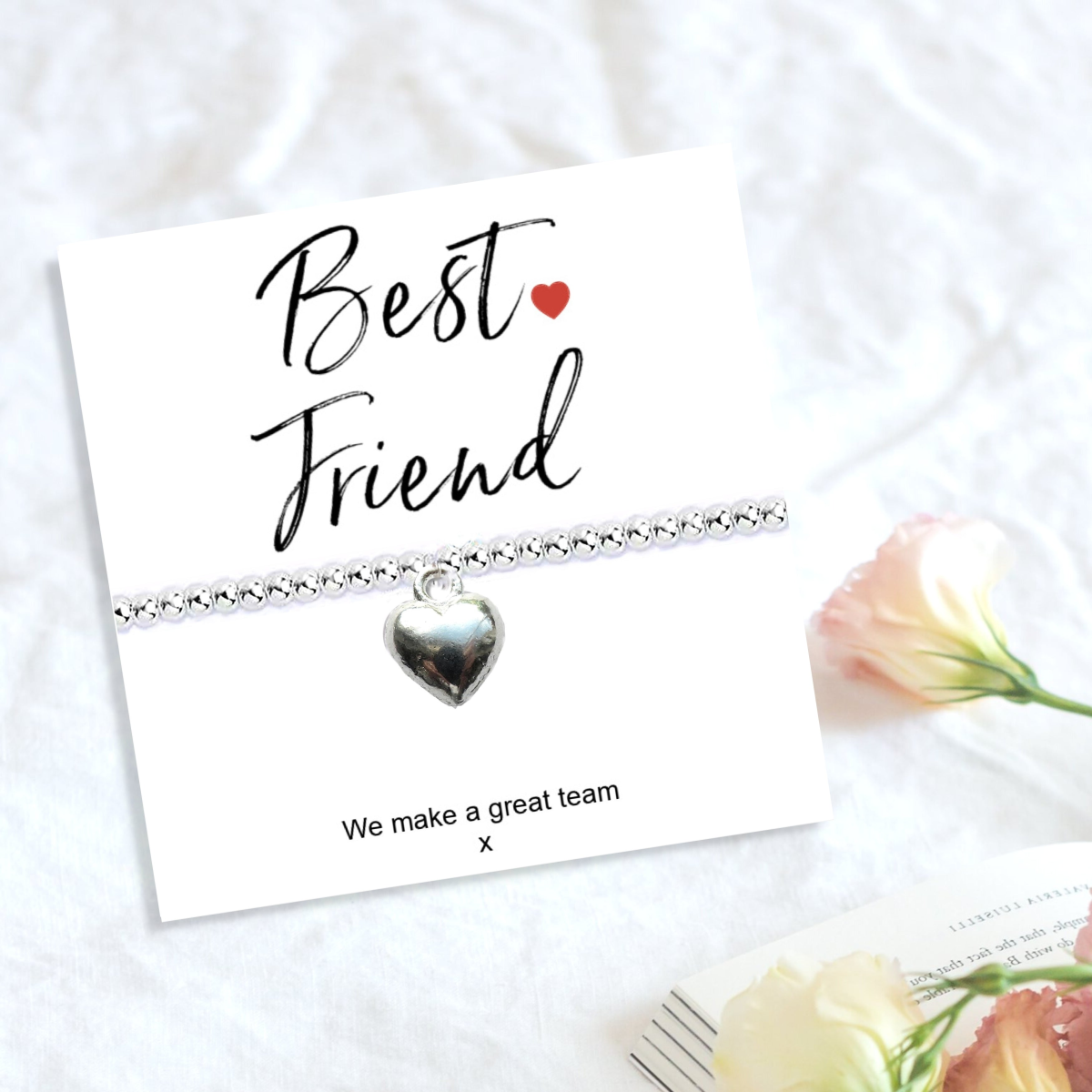 Best Friend Mini Gift Hamper with Silver Heart Bracelet | Letter Box Gift For Her | Unique Gifts For Her Birthday, Thank you or Christmas UK