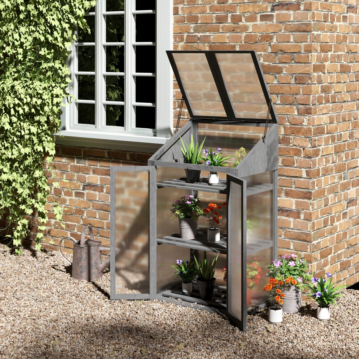 cortex-london-greenwich-wooden-greenhouse-cold-frame-grey-double-door