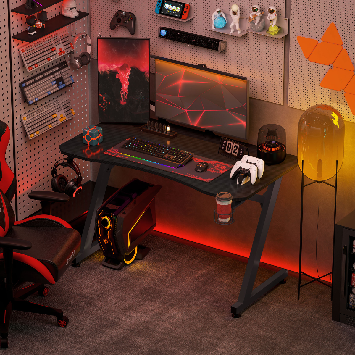 cortex-london-york-black-gaming-desk-steel-frame-cup-holder-headphone-hook