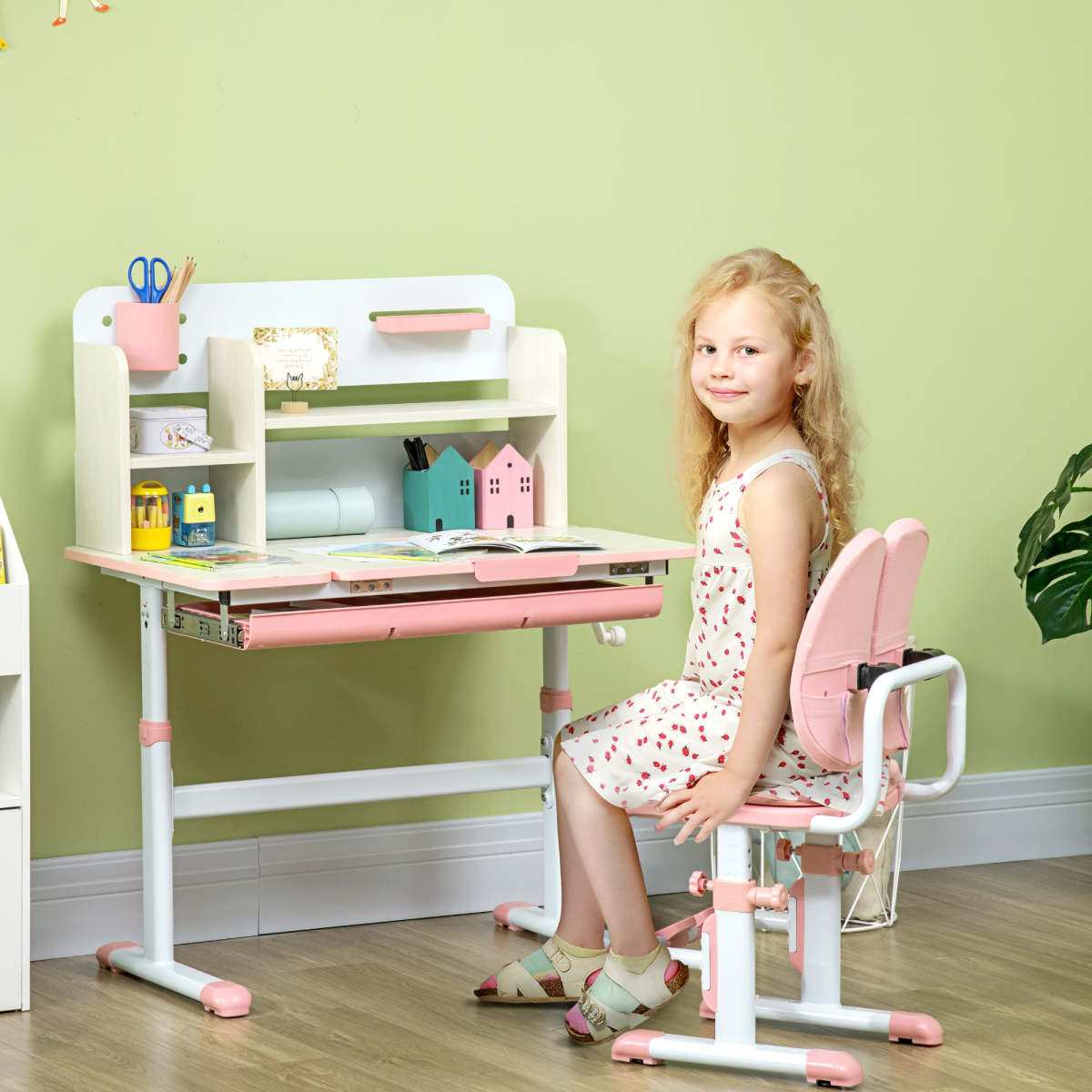 cortex-london-windsor-pink-adjustable-kids-desk-chair-set-storage