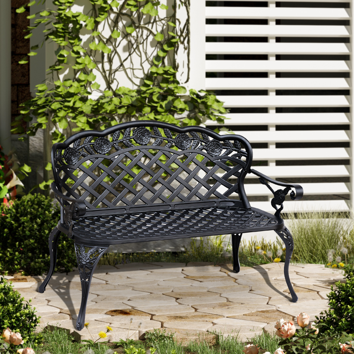 cortex-london-windsor-cast-aluminium-garden-bench-black