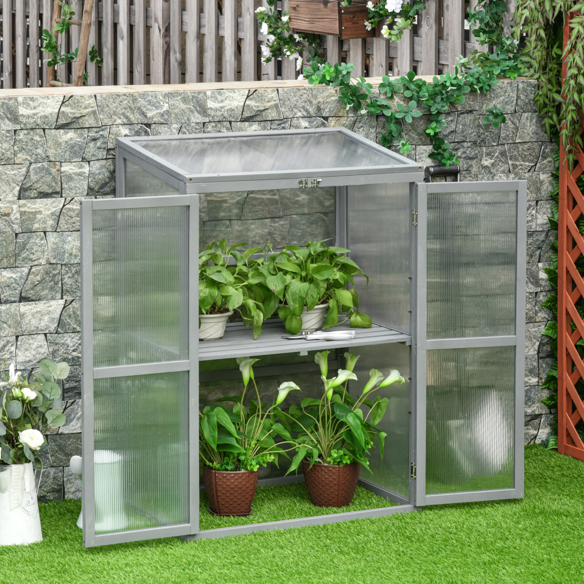 cortex-london-kensington-wooden-cold-frame-greenhouse-grey-polycarbonate-panels