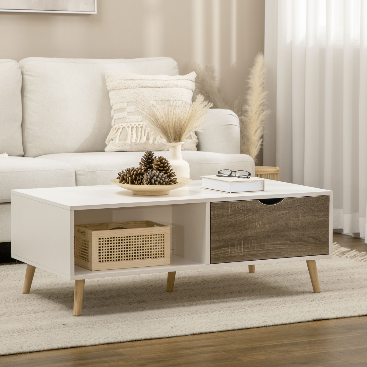cortex-london-york-white-coffee-table-storage-shelves-two-drawers-wood-effect