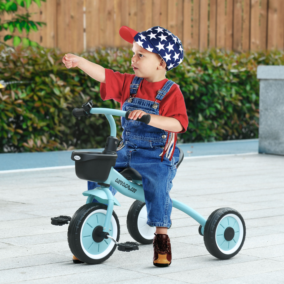 AIYAPLAY Trike with Adjustable Seat Basket Kids Tricycle for 2-5 Years Old Blue