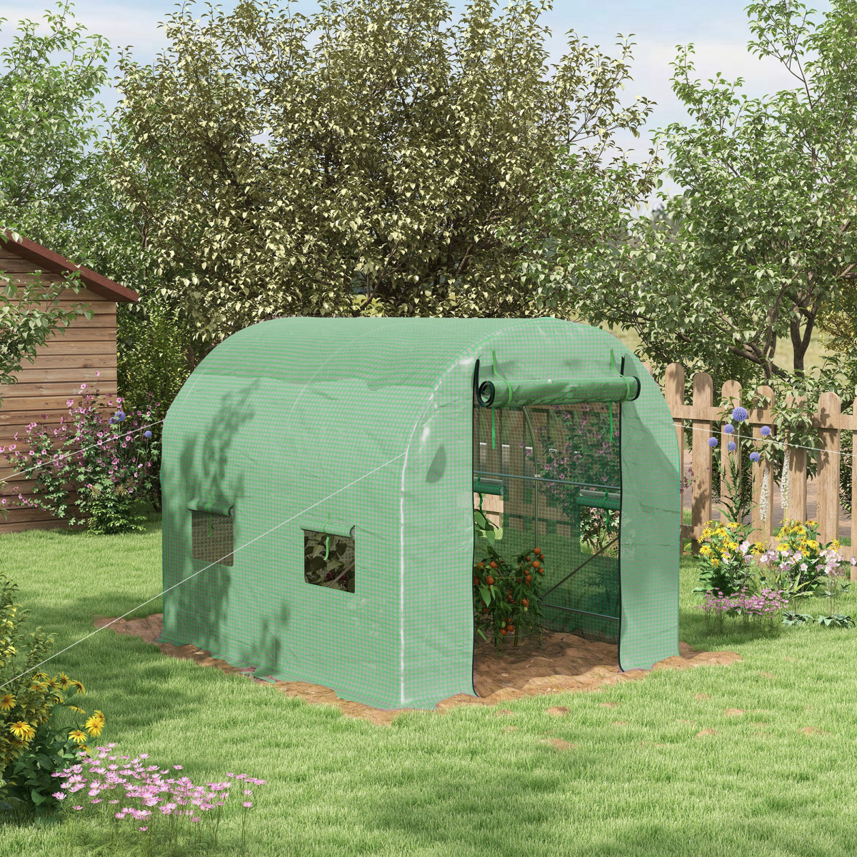 cortex-london-windsor-walk-in-polytunnel-greenhouse-steel-frame-roll-up-door-green
