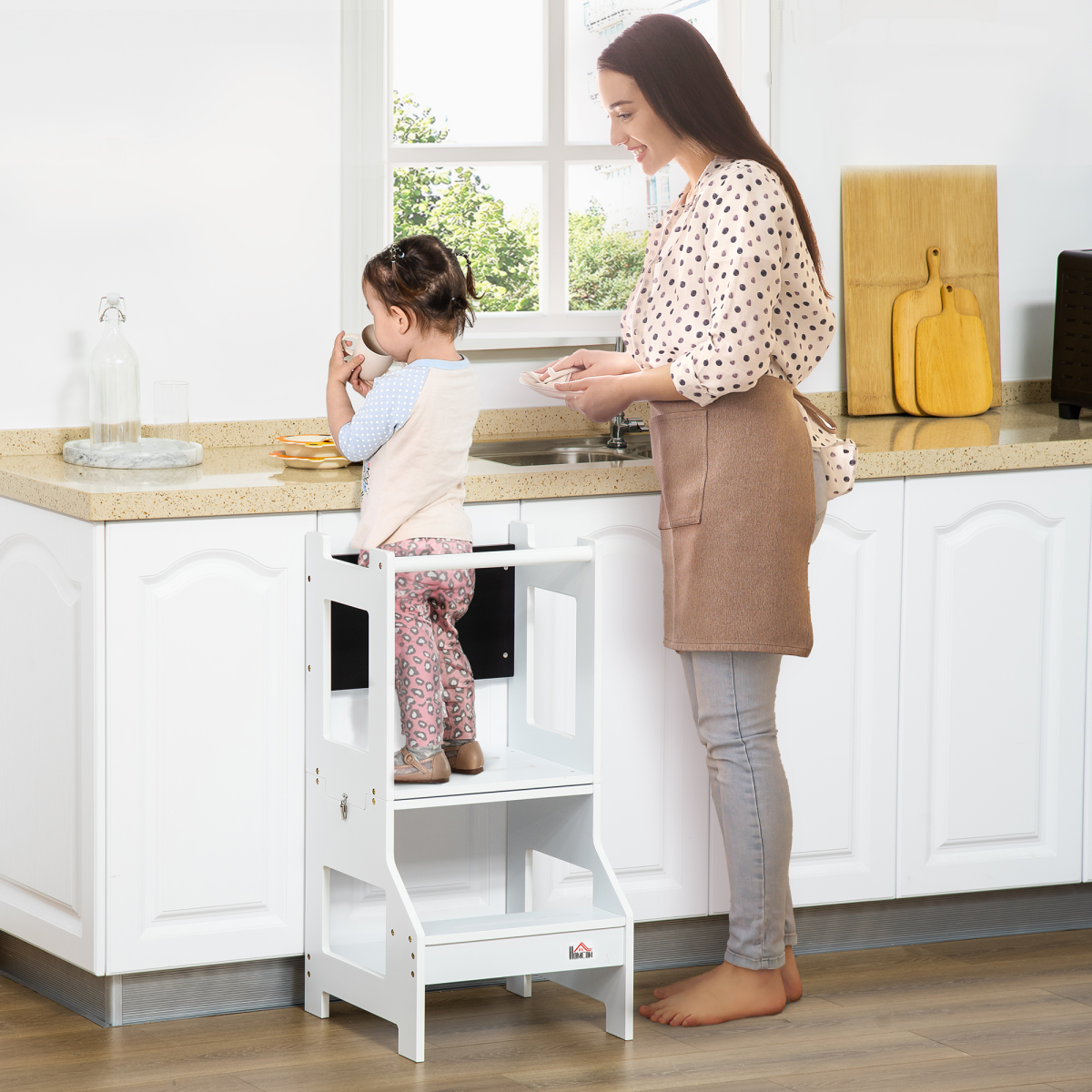 cortex-london-windsor-2-in-1-kids-kitchen-step-stool-learning-tower-with-safety-rail