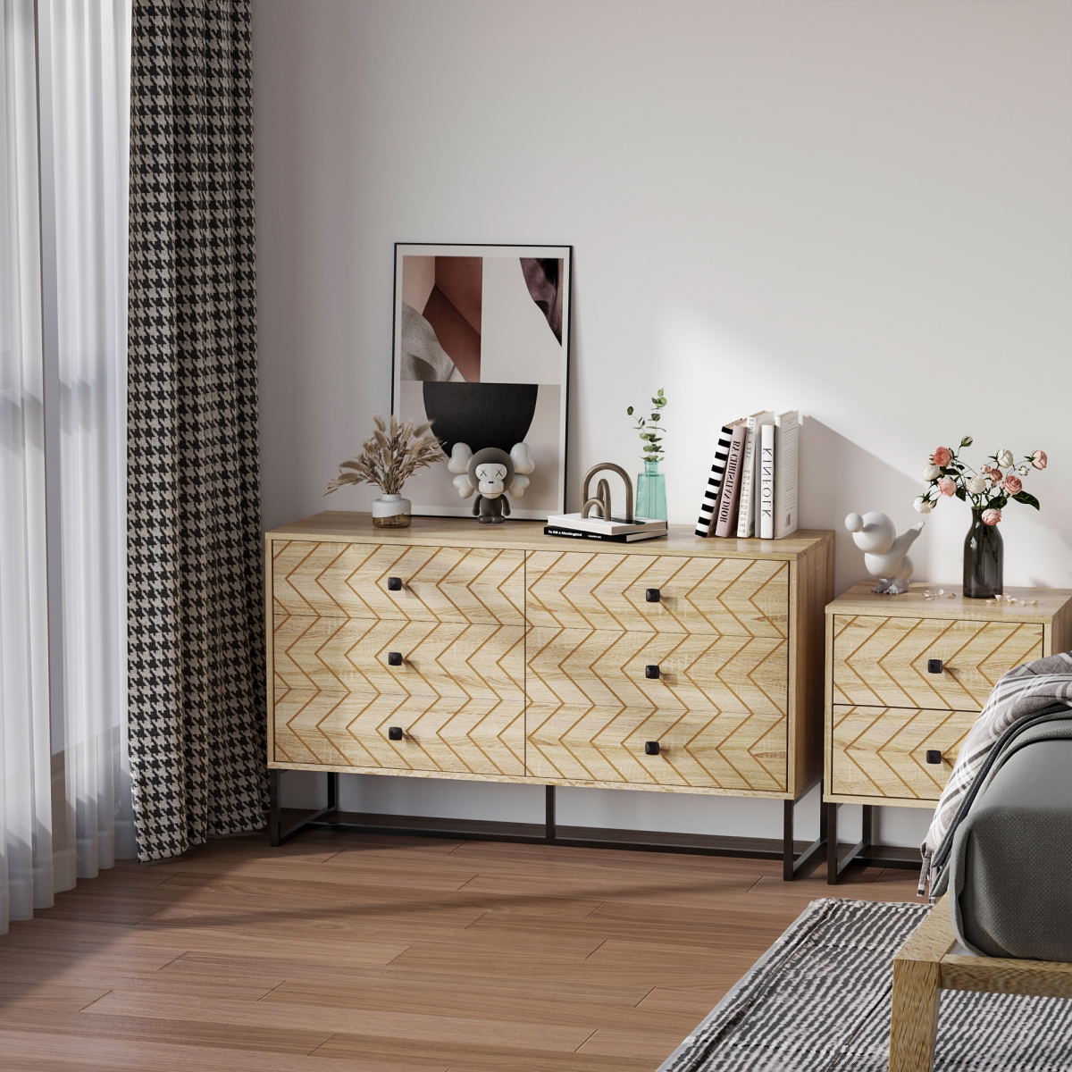 cortex-london-windsor-zig-zag-six-drawer-storage-cabinet-black-handles-metal-base