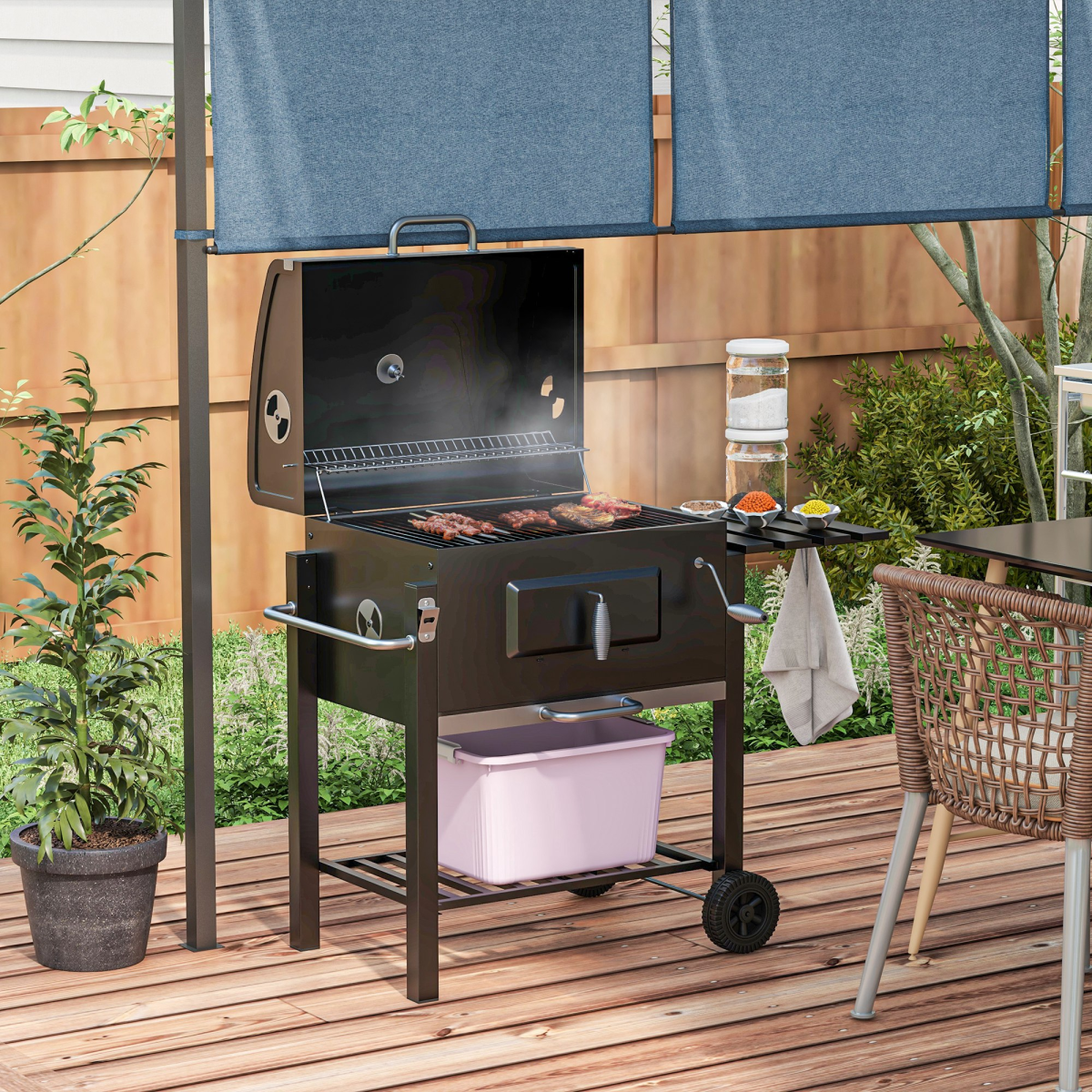 cortex-london-windsor-charcoal-grill-bbq-trolley-thermometer-black