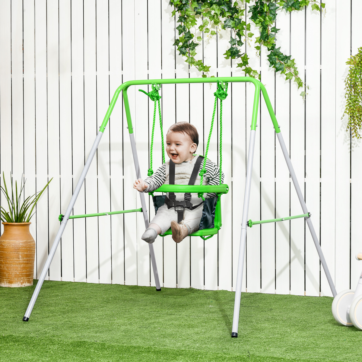 cortex-london-windsor-nursery-swing-green-steel-pe-safety-seat-belt