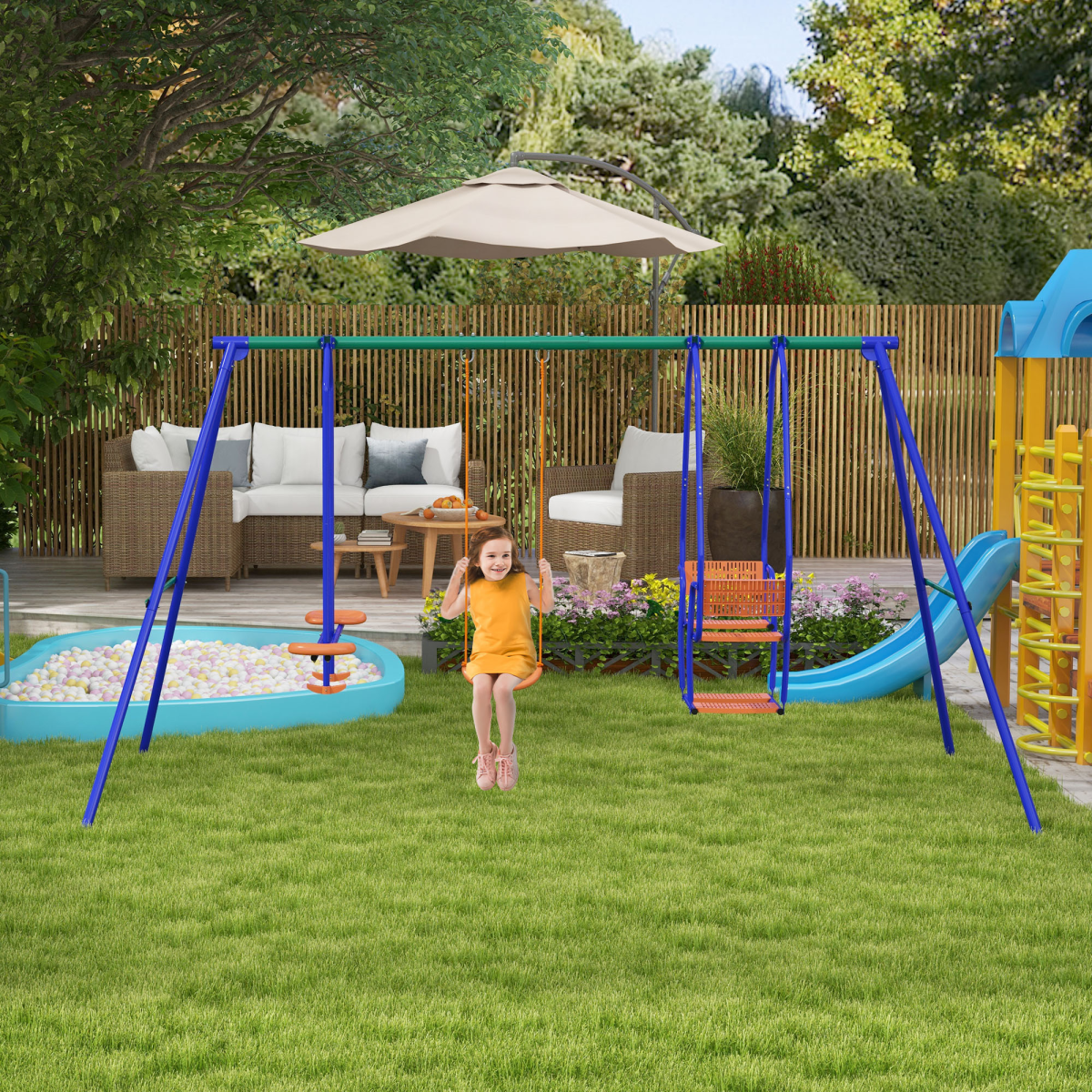 cortex-london-windsor-metal-kids-swing-set-glider-rocker-orange