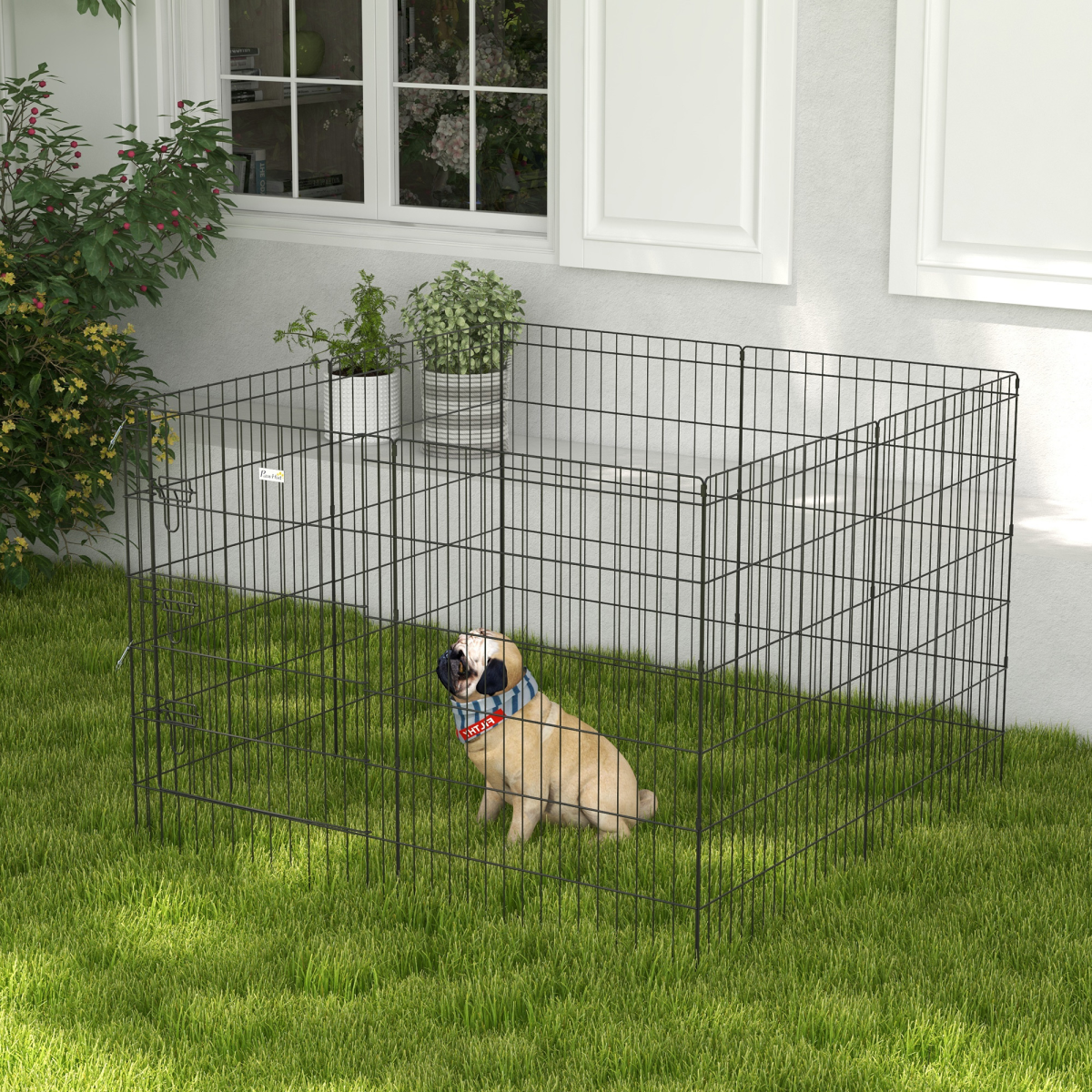 cortex-london-windsor-8-panel-metal-dog-pen-with-door-black-91cm