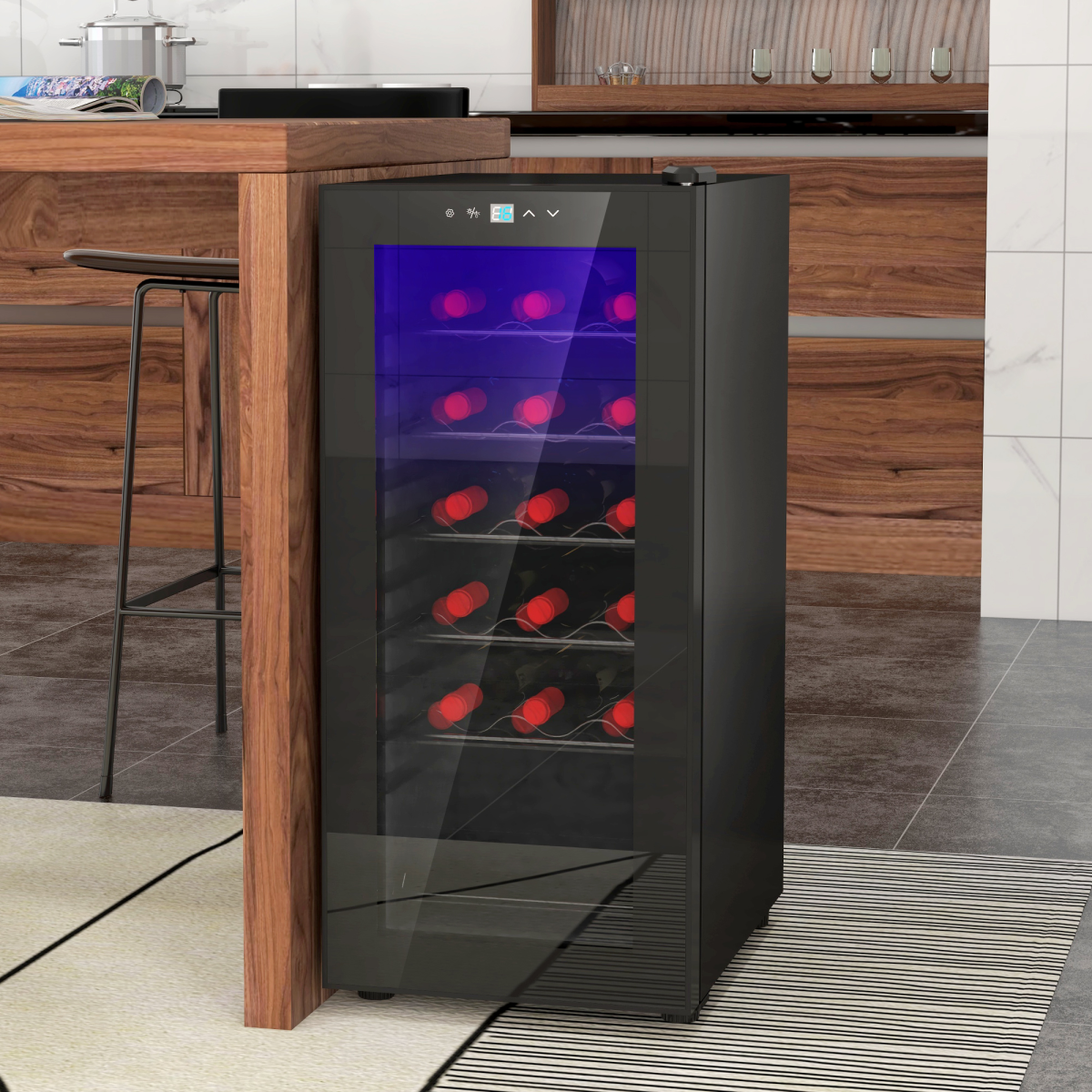 cortex-london-york-50l-18-bottle-black-wine-cooler-fridge-led-glass-door