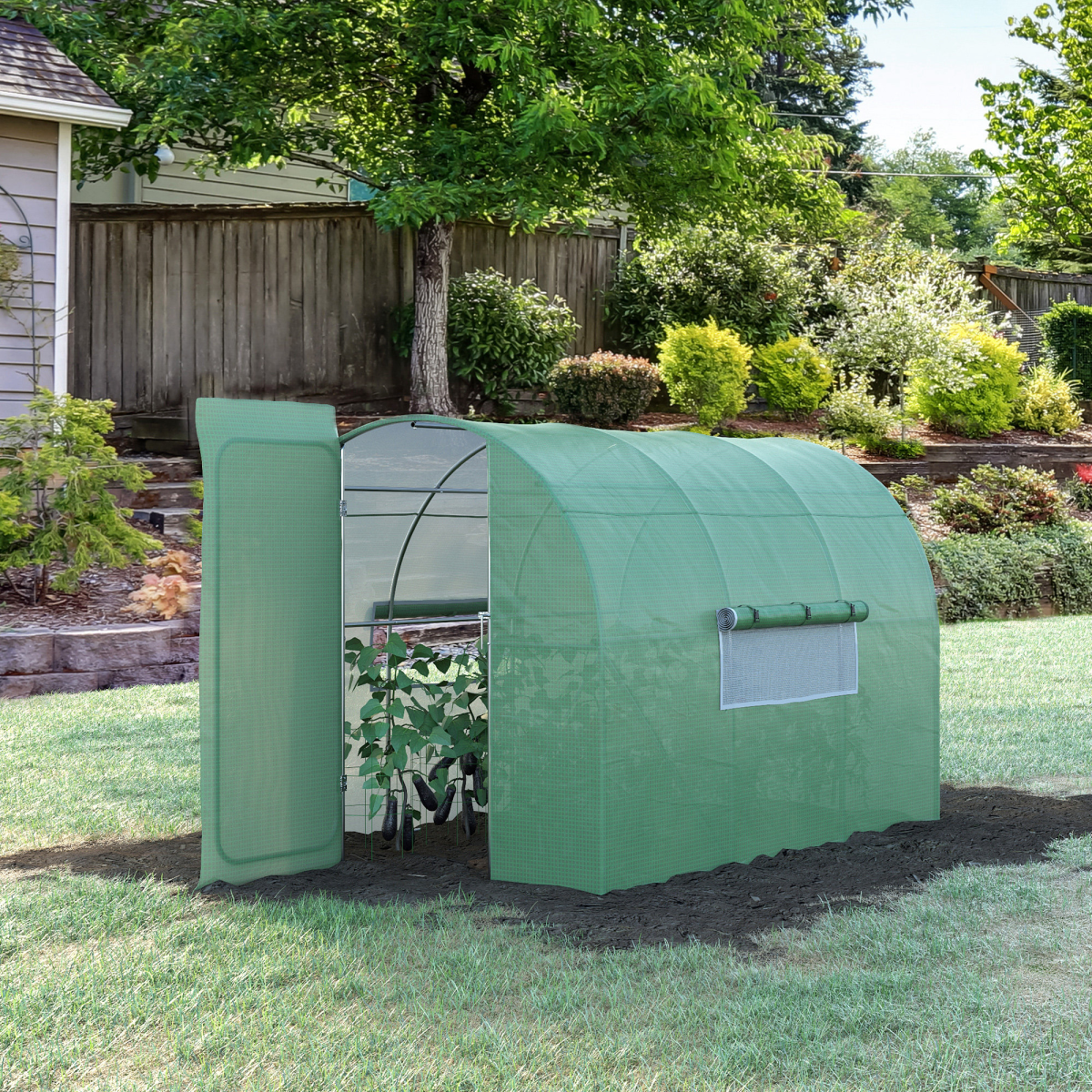 cortex-london-windsor-3-x-2m-steel-walk-in-polytunnel-greenhouse-green-pe-cover