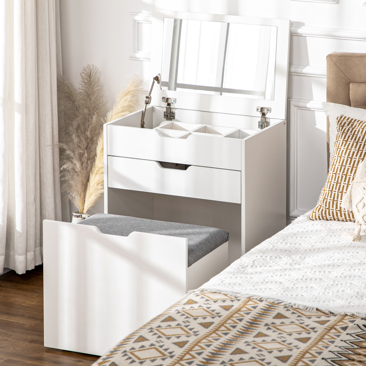 cortex-london-kensington-white-dressing-table-set-flip-top-mirror-stool