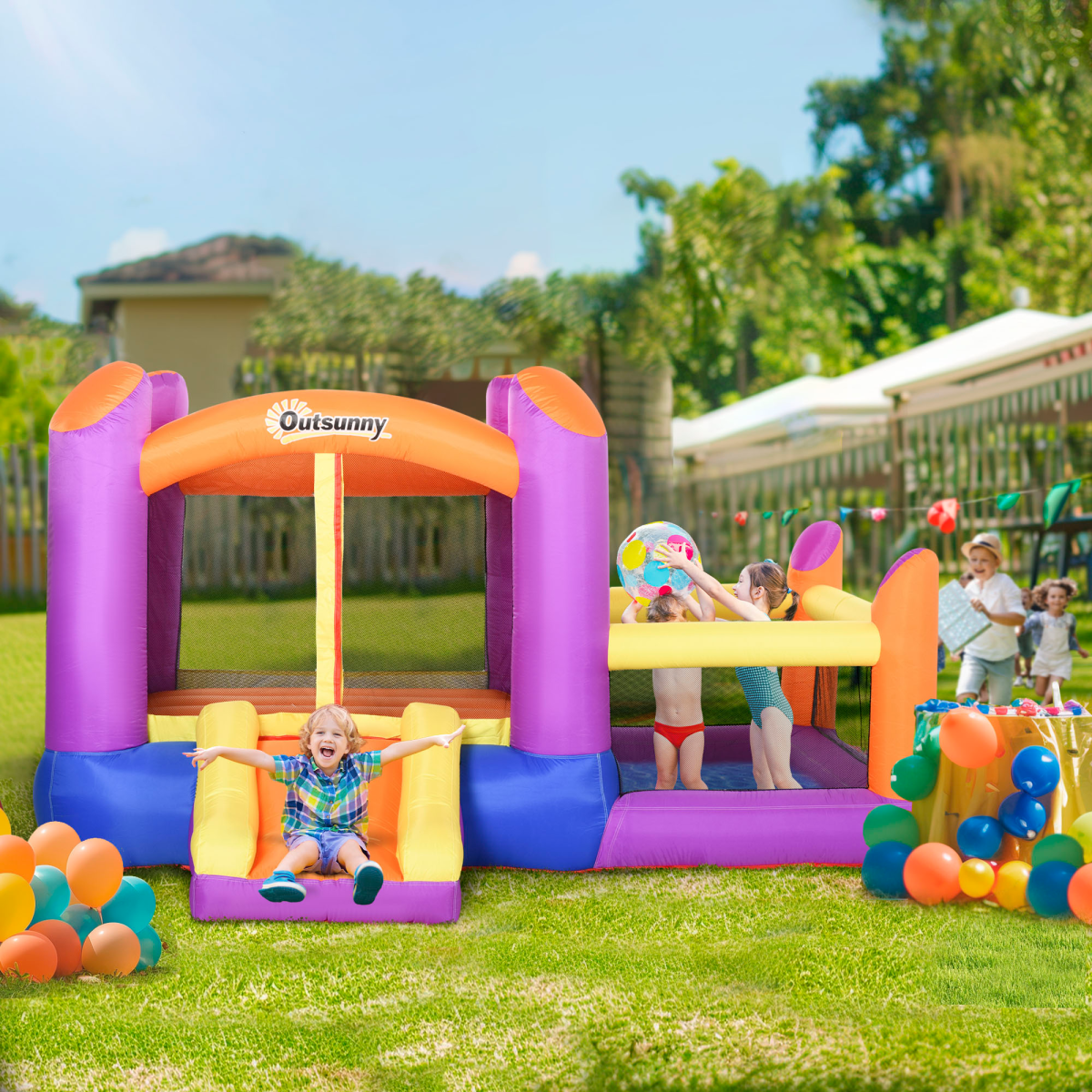 cortex-london-windsor-outsunny-bouncy-castle-slide-pool-blower-multicolour