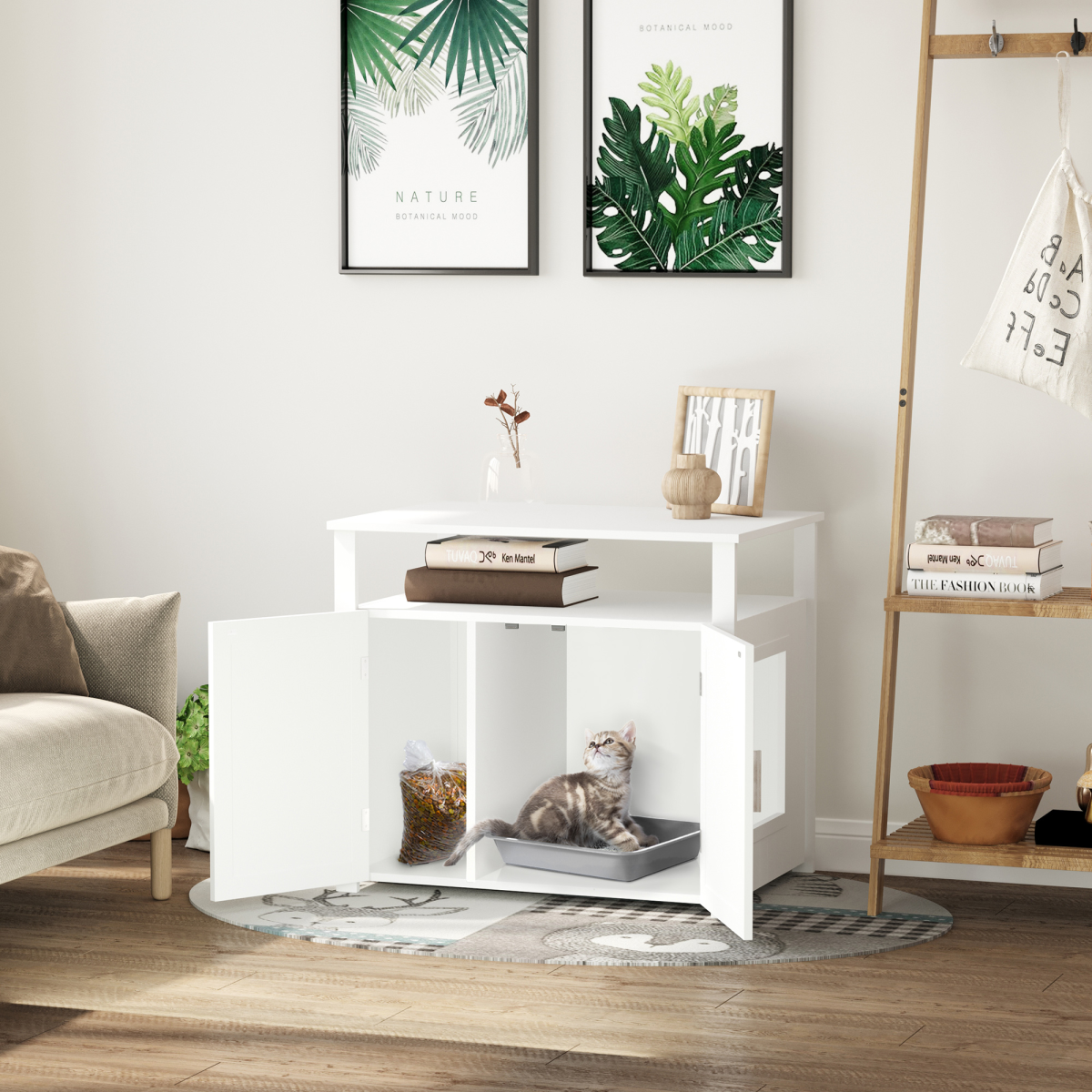 cortex-london-windsor-cat-litter-house-side-table-white