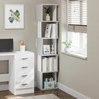 5-Tier Bookshelf, Freestanding Bookcase Storage Shelving Light Grey