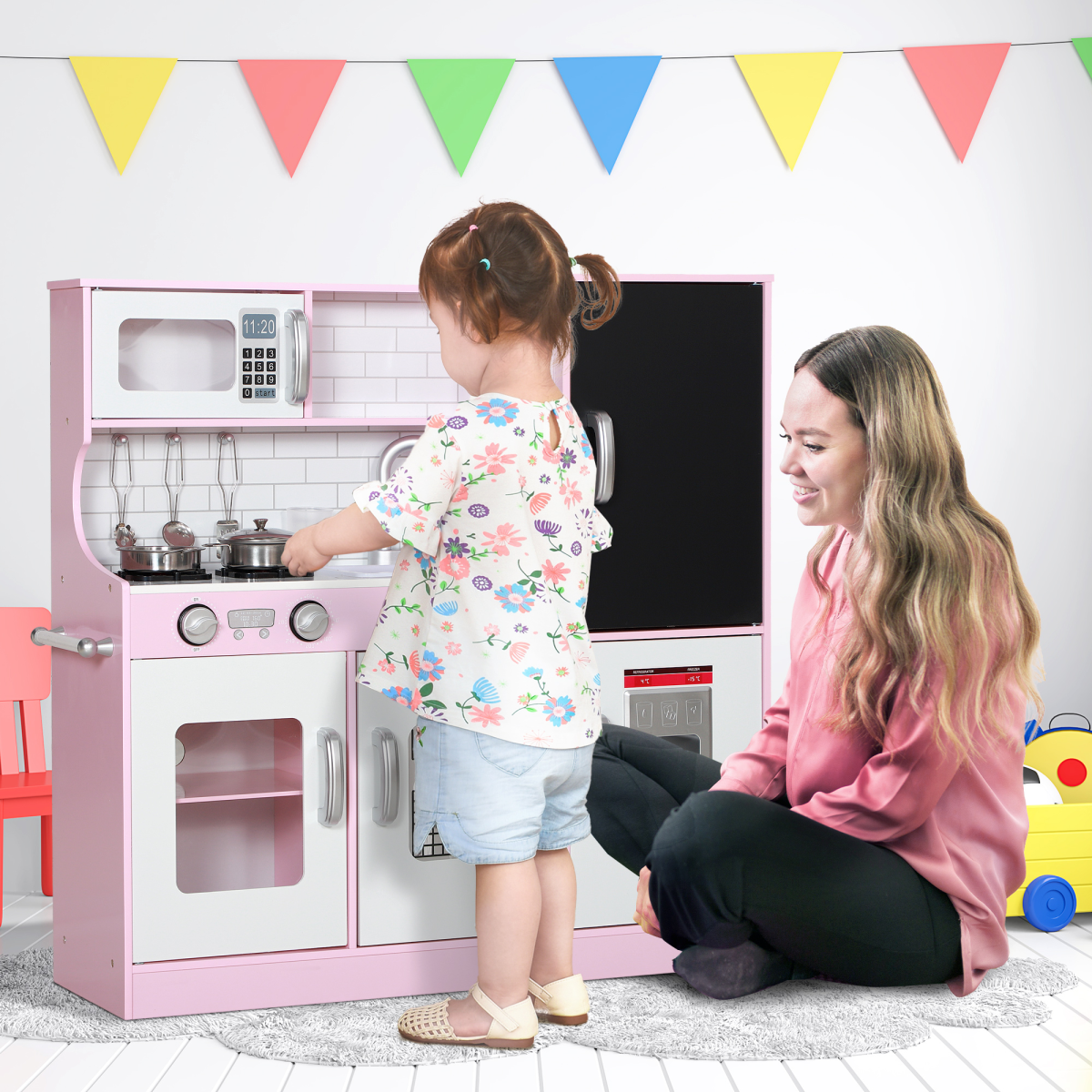 cortex-london-windsor-pink-play-kitchen-with-phone-chalkboard-and-sink