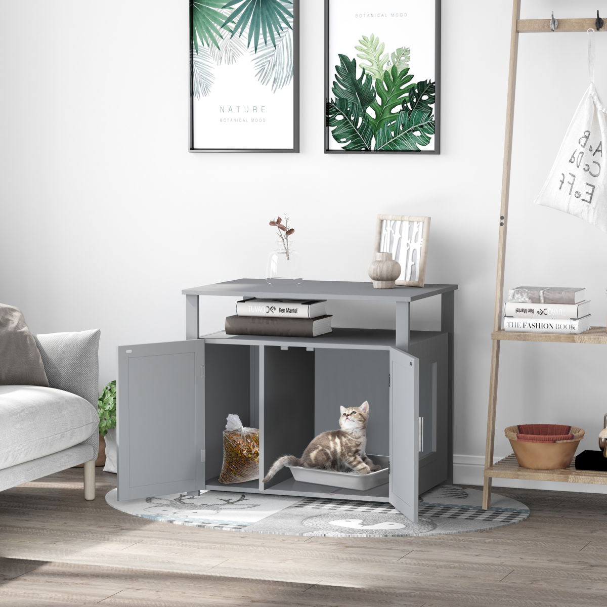 cortex-london-windsor-grey-cat-litter-box-enclosure-cabinet-mdf-adjustable-interior-wall