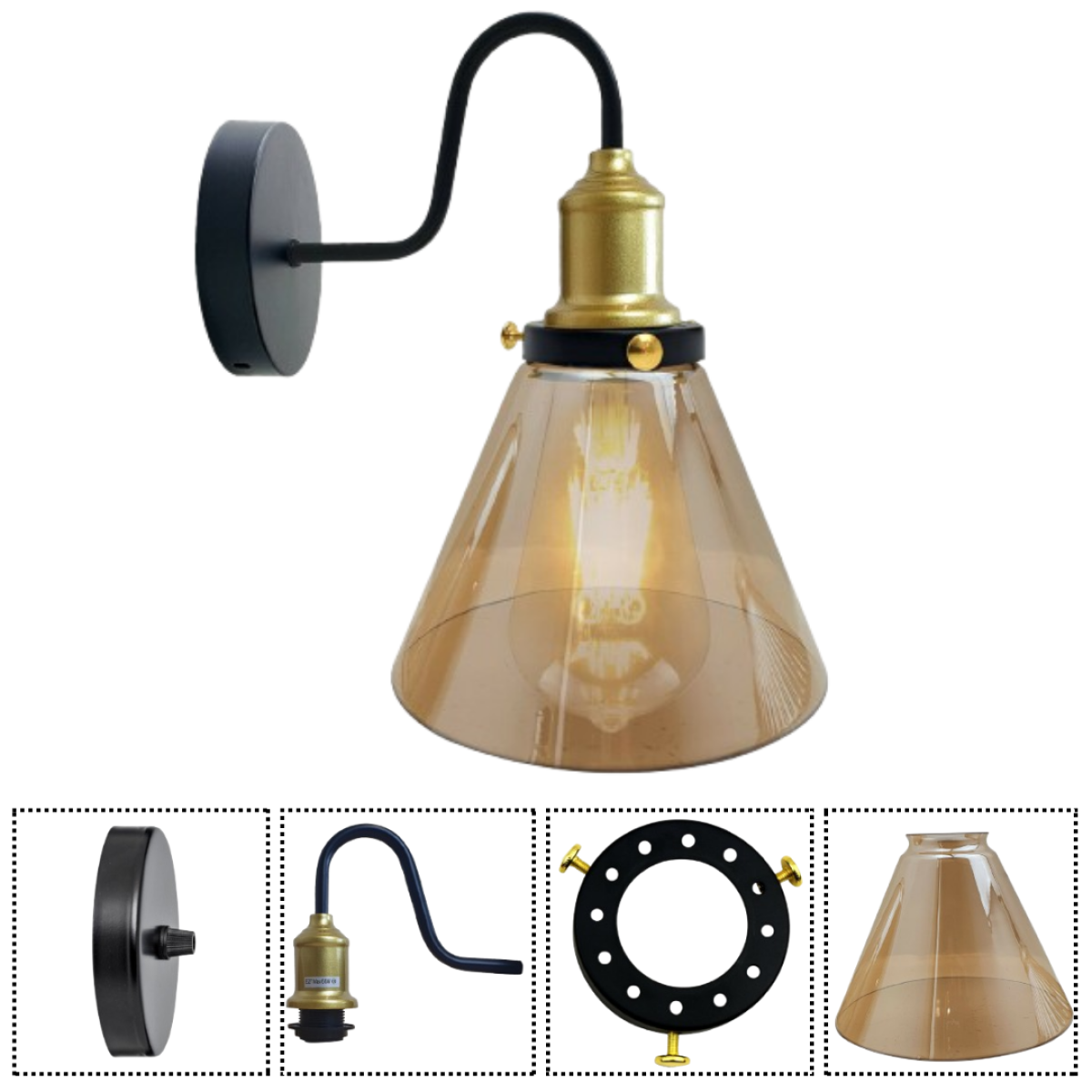 cortex-london-windsor-amber-glass-e27-wall-light