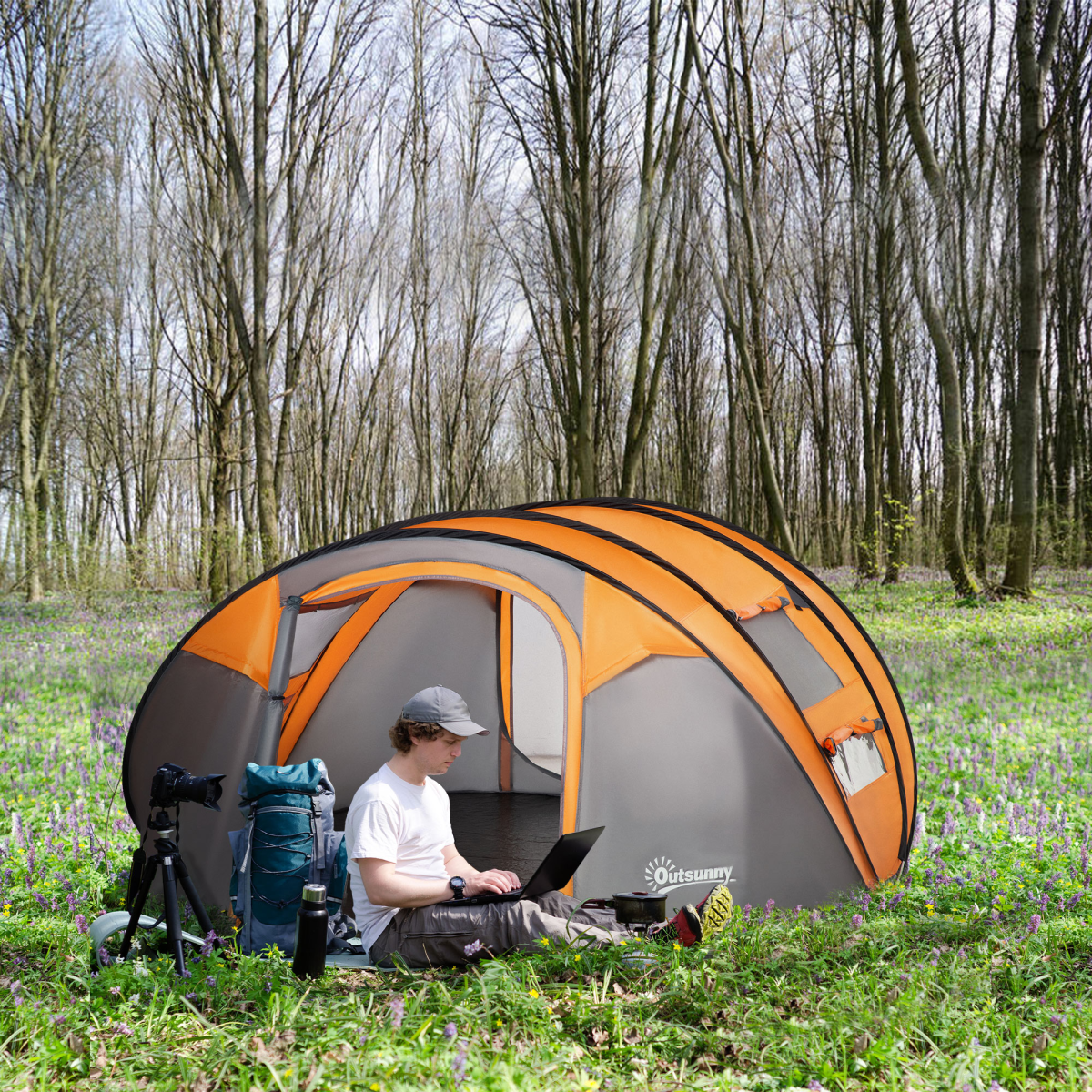 cortex-london-windsor-pop-up-camping-tent-4-5-person-orange-outsuny-windows