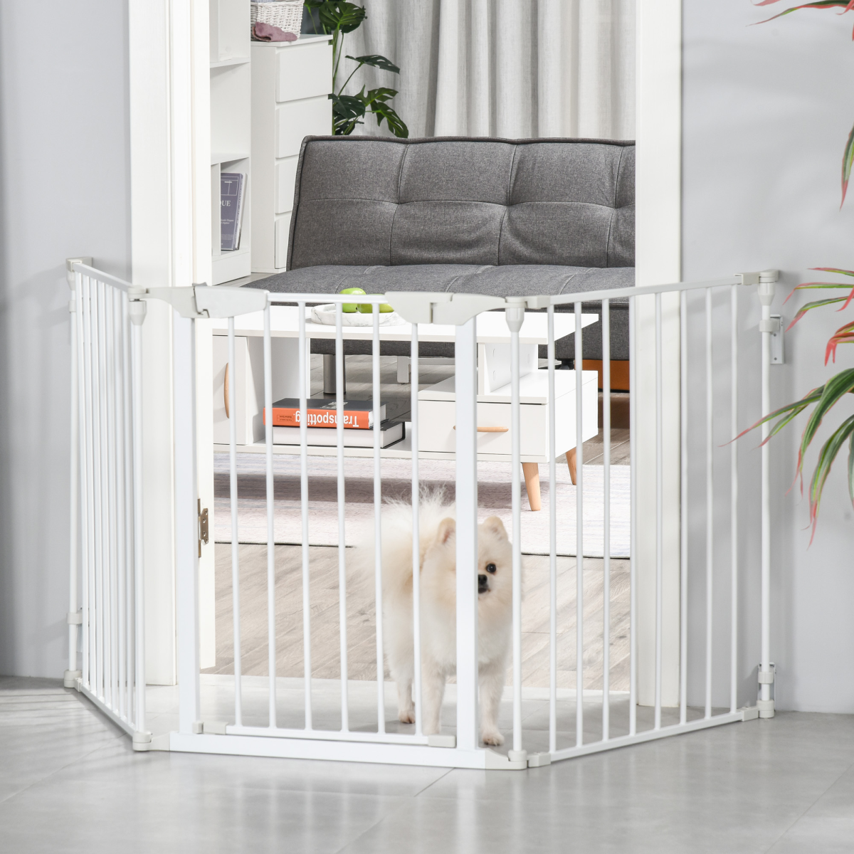 cortex-london-windsor-three-panel-metal-pet-safety-gate-with-door-white