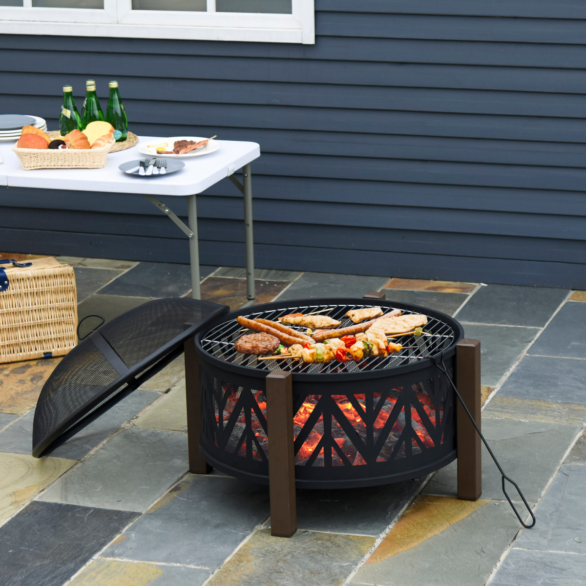 cortex-london-windsor-2-in-1-30-inch-outdoor-fire-pit-bbq-grill-spark-screen