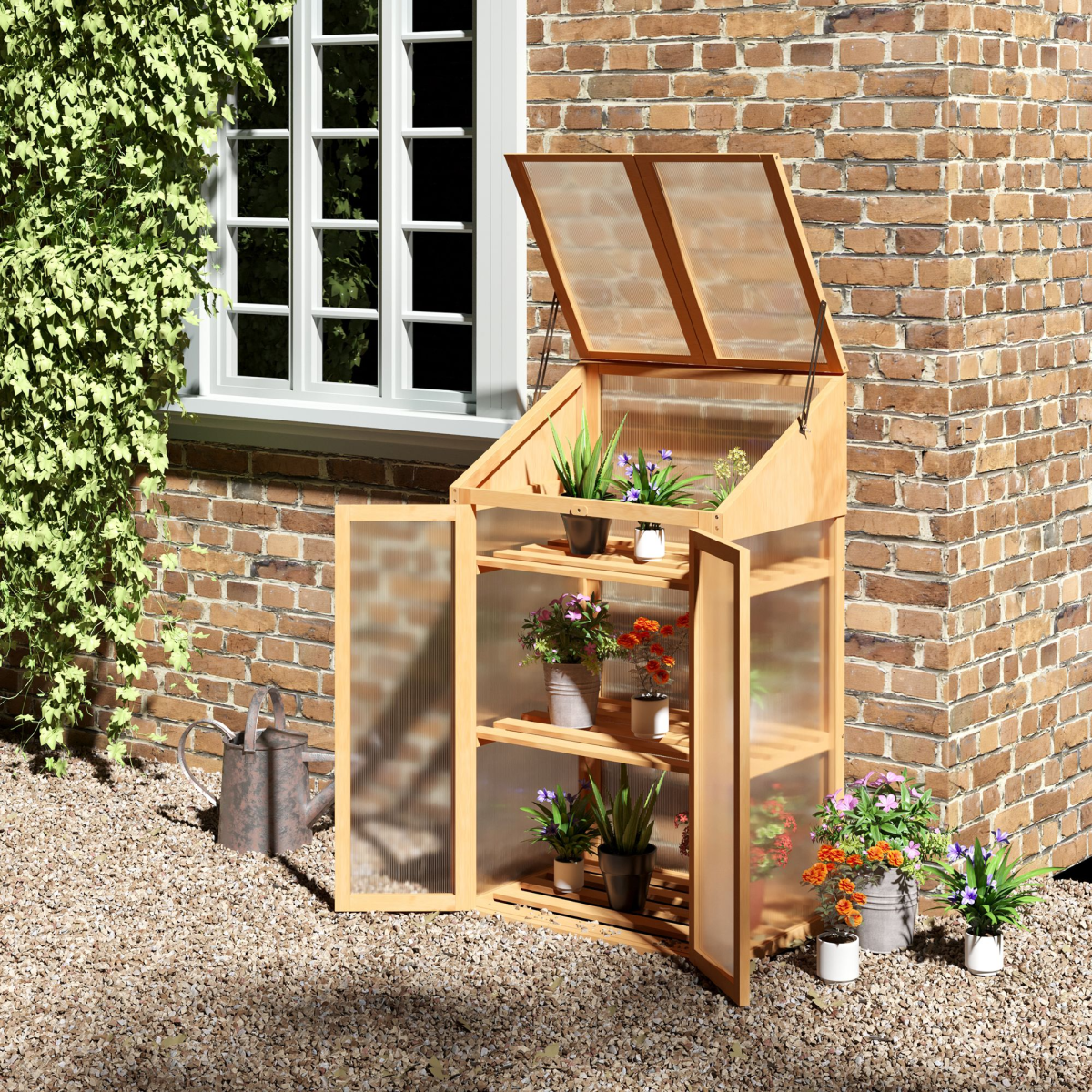 cortex-london-windsor-wooden-cold-frame-greenhouse-brown-polycarbonate-panels