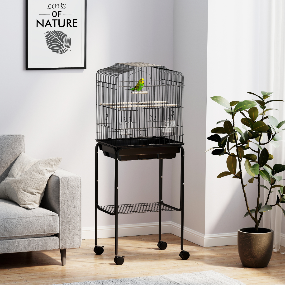 cortex-london-windsor-black-bird-cage-with-stand-for-budgies-finches
