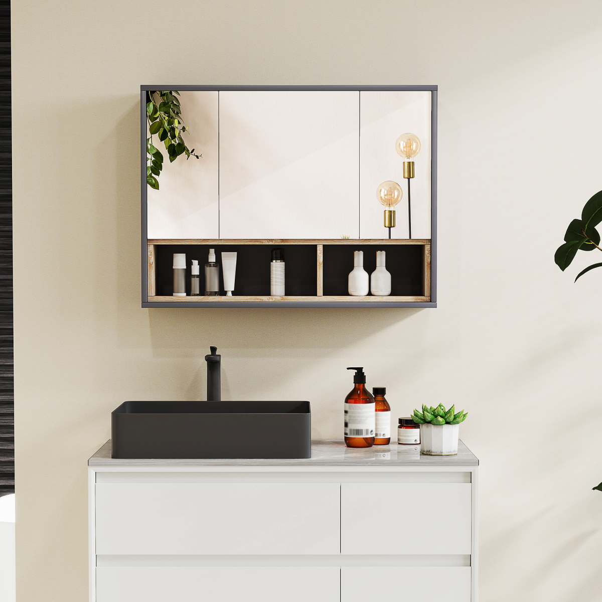 cortex-london-windsor-grey-wall-mounted-mirrored-bathroom-cabinet-mdf-glass-eight-compartment-storage-shelves