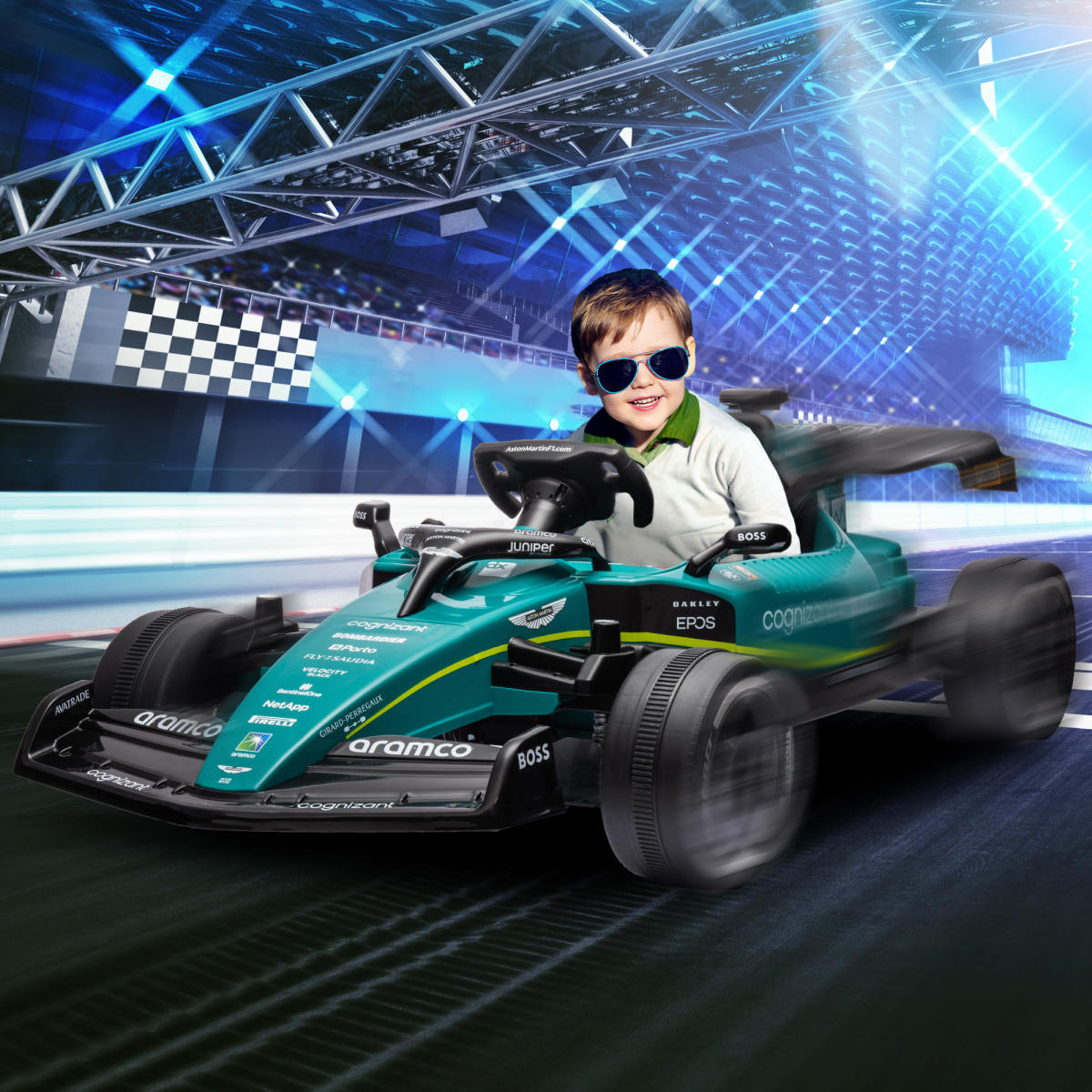 cortex-london-windsor-green-12v-electric-go-kart-remote-bluetooth