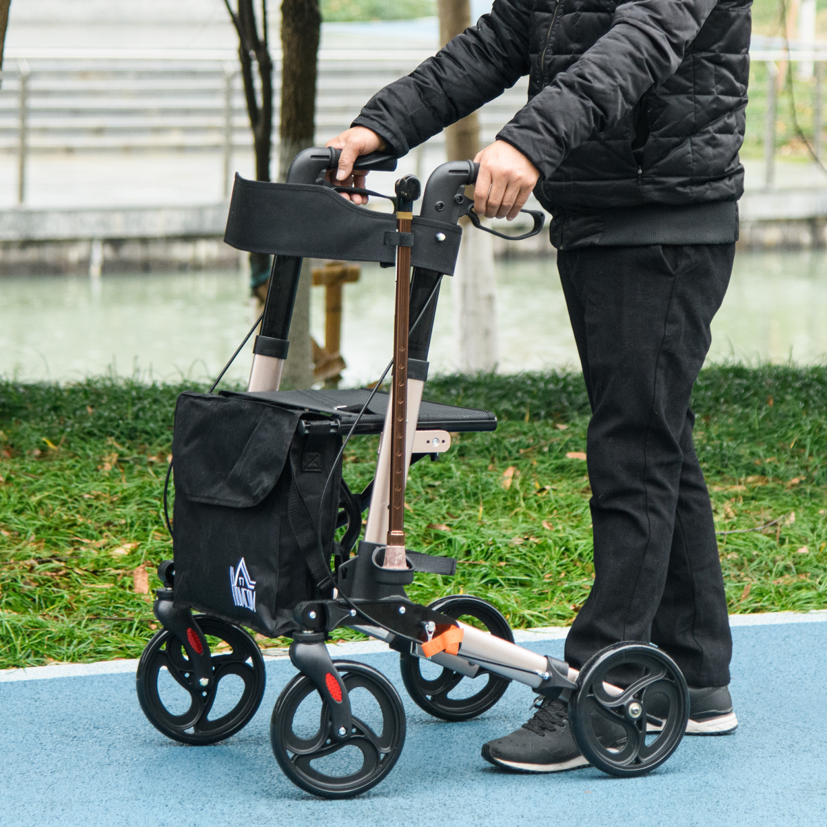 cortex-london-windsor-gold-tone-four-wheel-rollator-walker-seat-bag