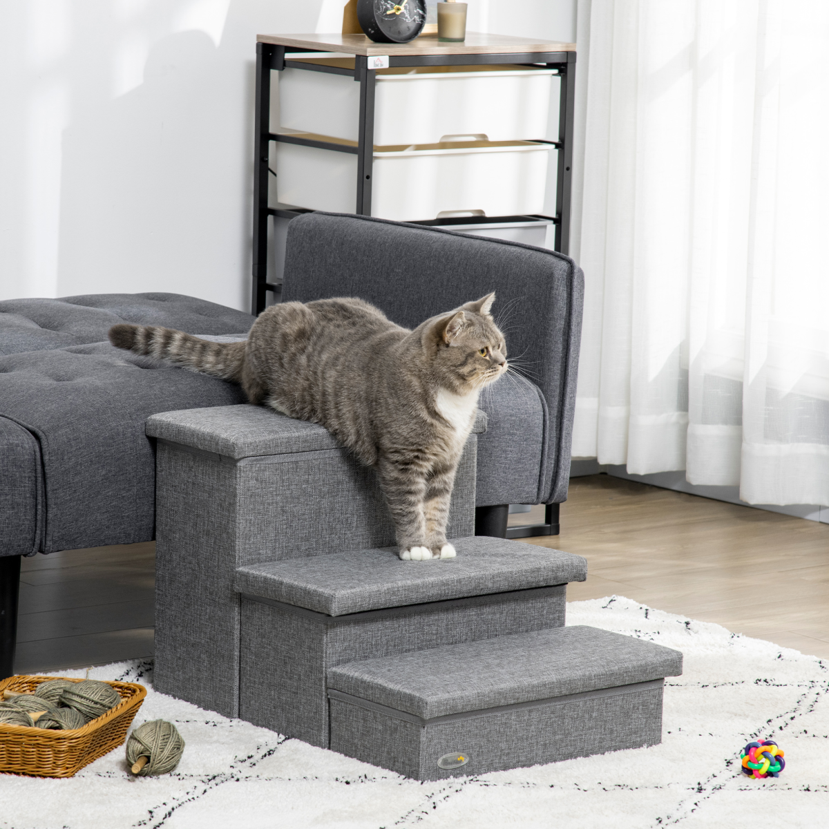 cortex-london-windsor-pawhut-3-step-pet-stairs-storage-light-grey