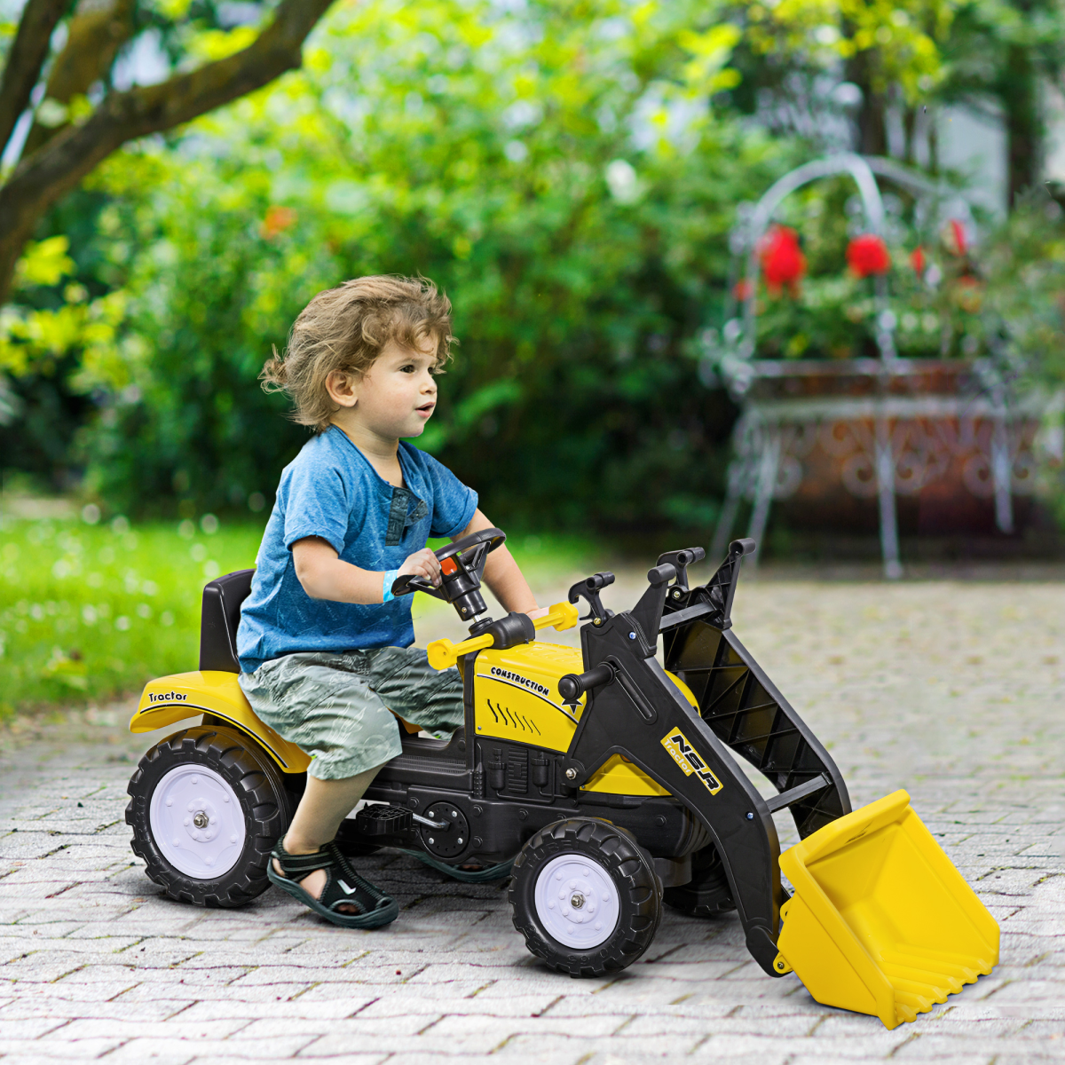 cortex-london-homcom-york-pedal-go-kart-ride-on-excavator-yellow-black