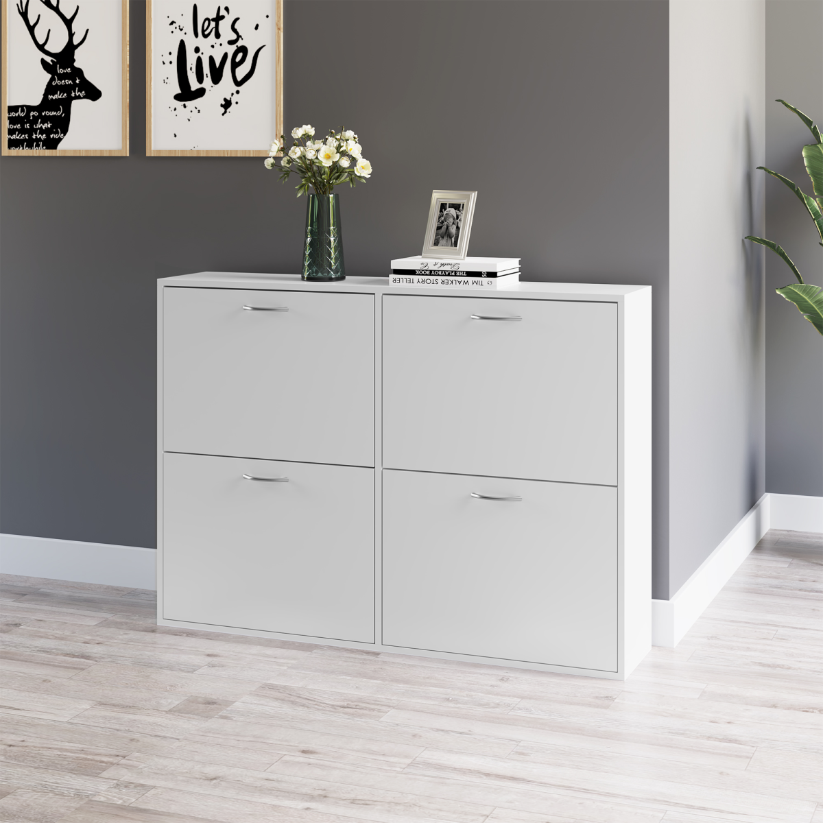 cortex-london-windsor-white-4-drawer-shoe-cabinet-with-adjustable-shelves